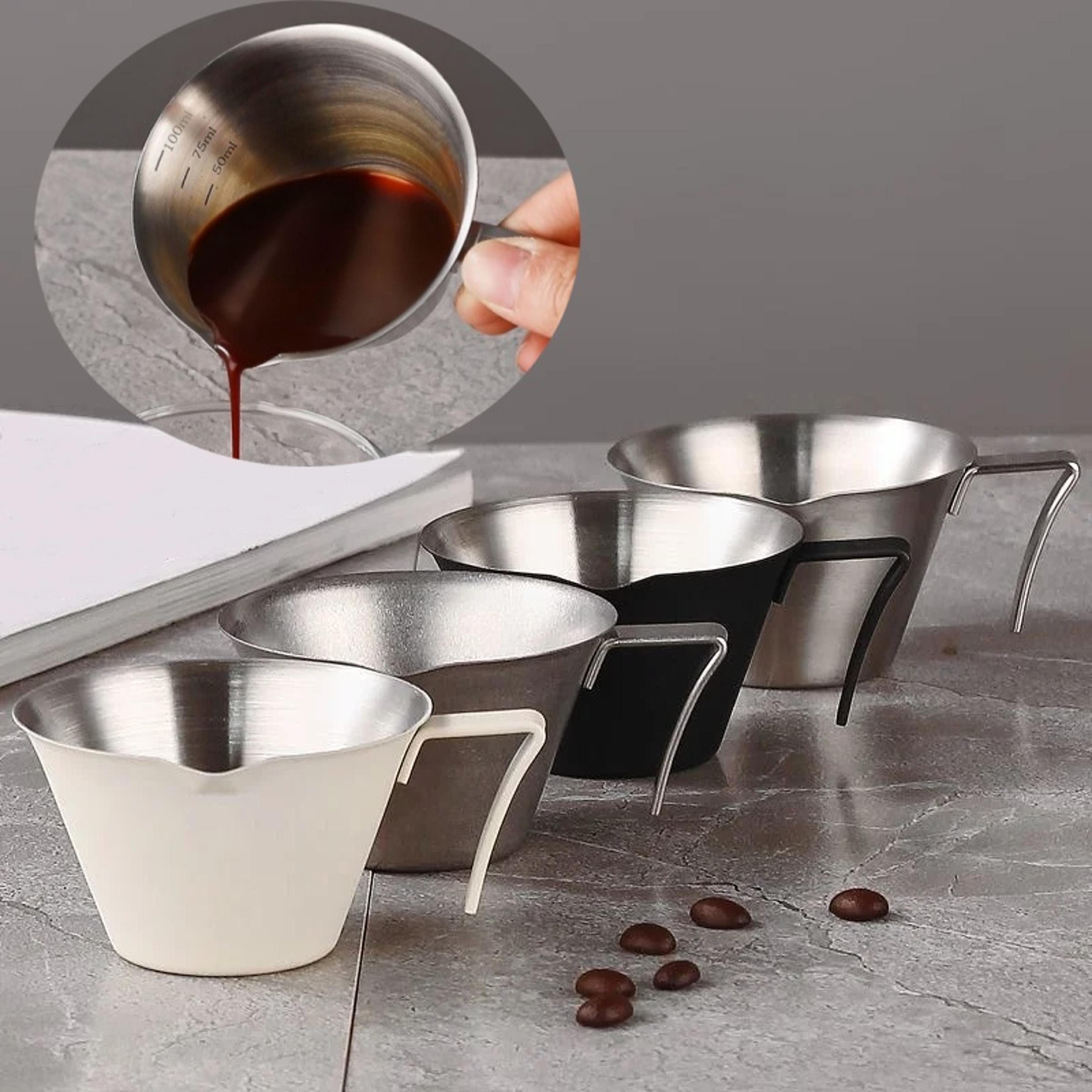 stainless steel espresso shot glass with scale precision coffee measuring cup