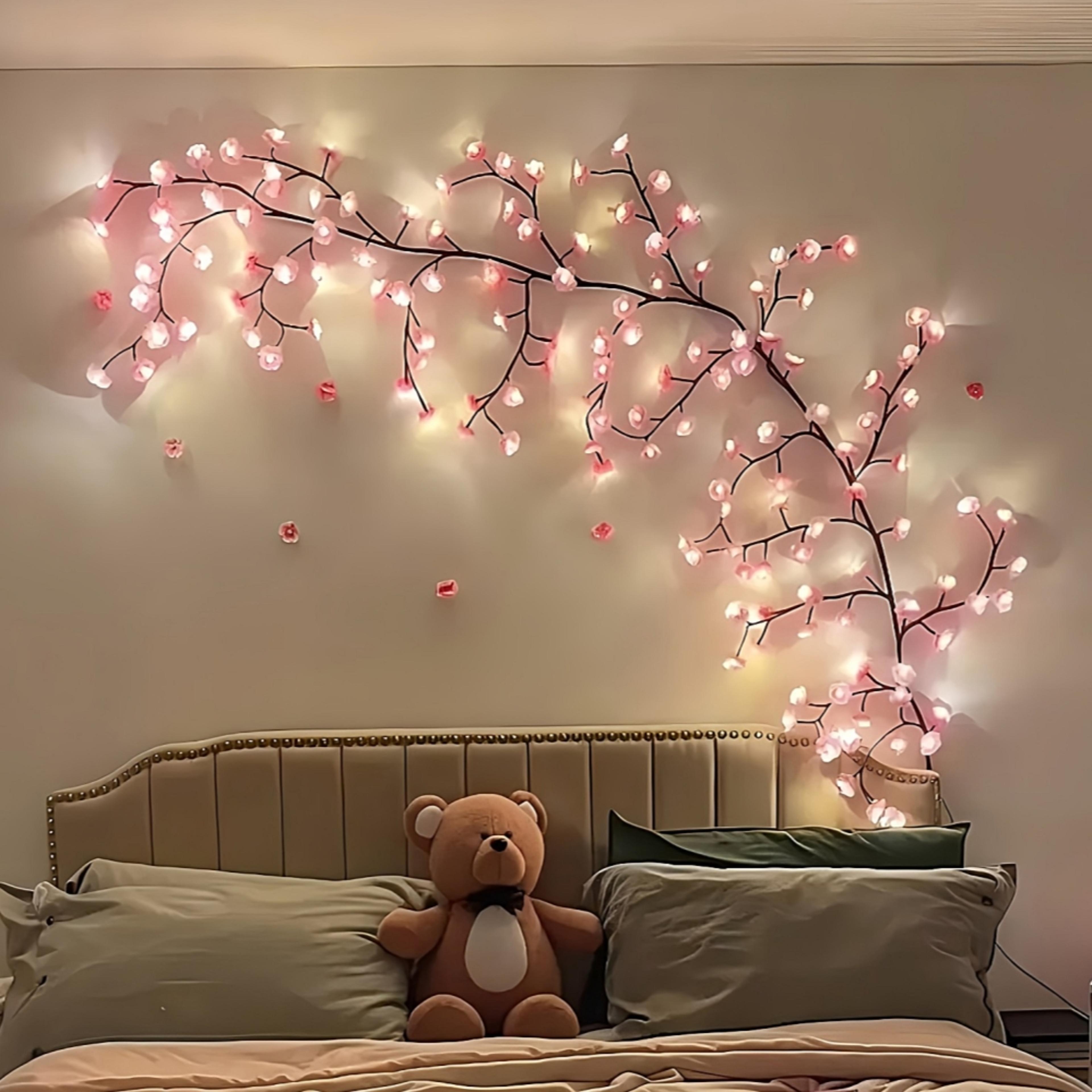 cherry blossom vine lights usb led branch lights for bedroom decor