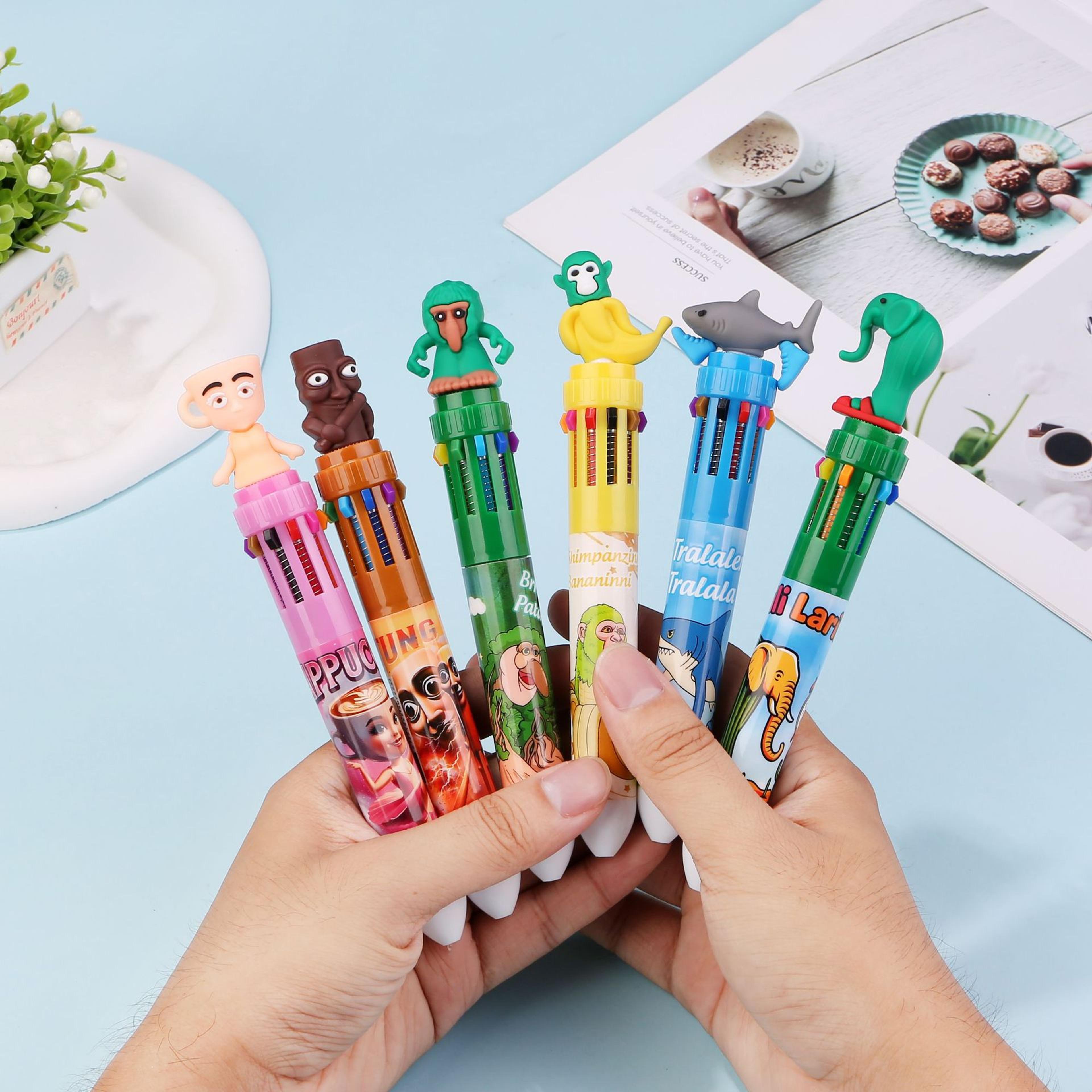 cute cartoon multicolor pen color retractable ballpoint pen for school office fun writing