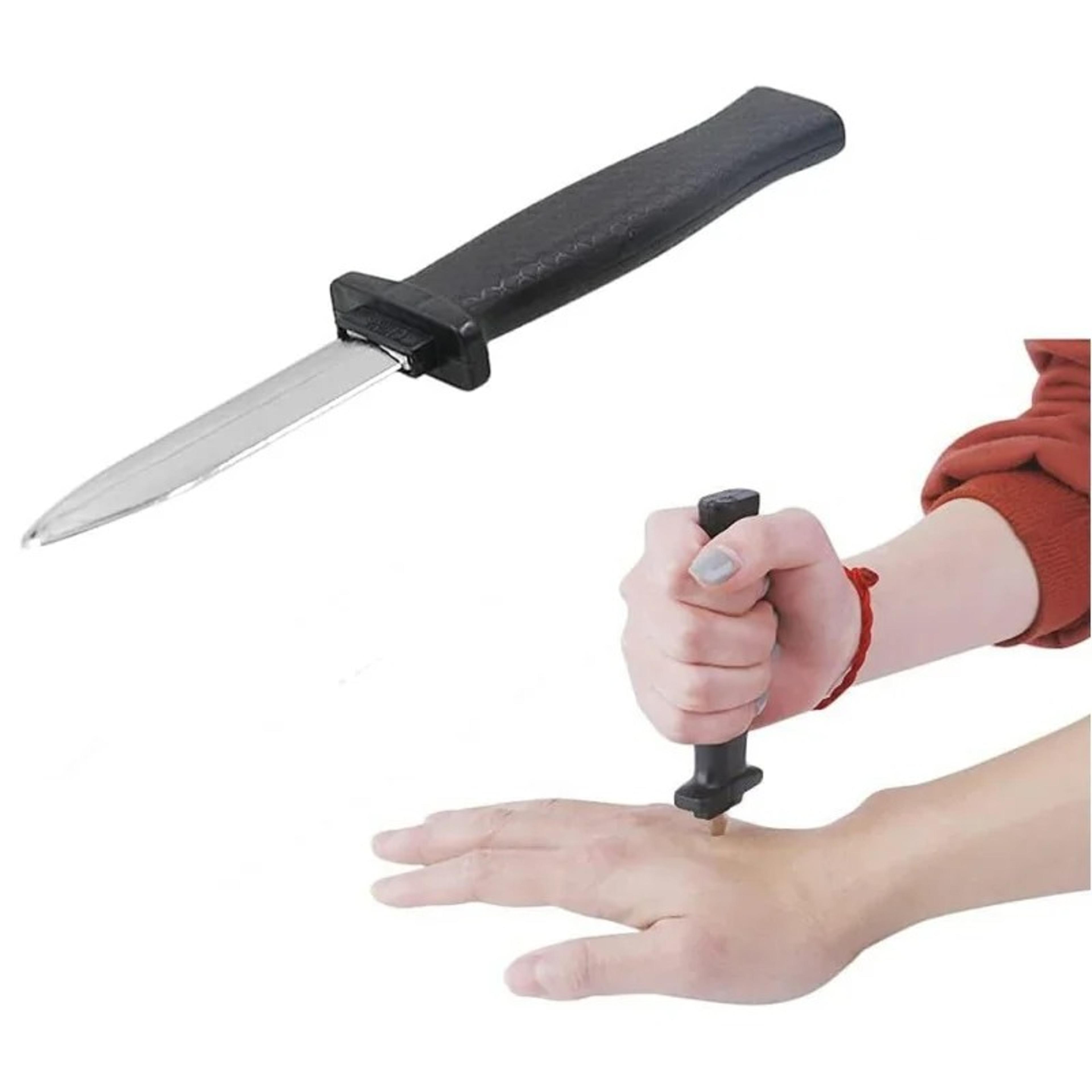 realistic retractable fake knife trick toy scary halloween prank prop