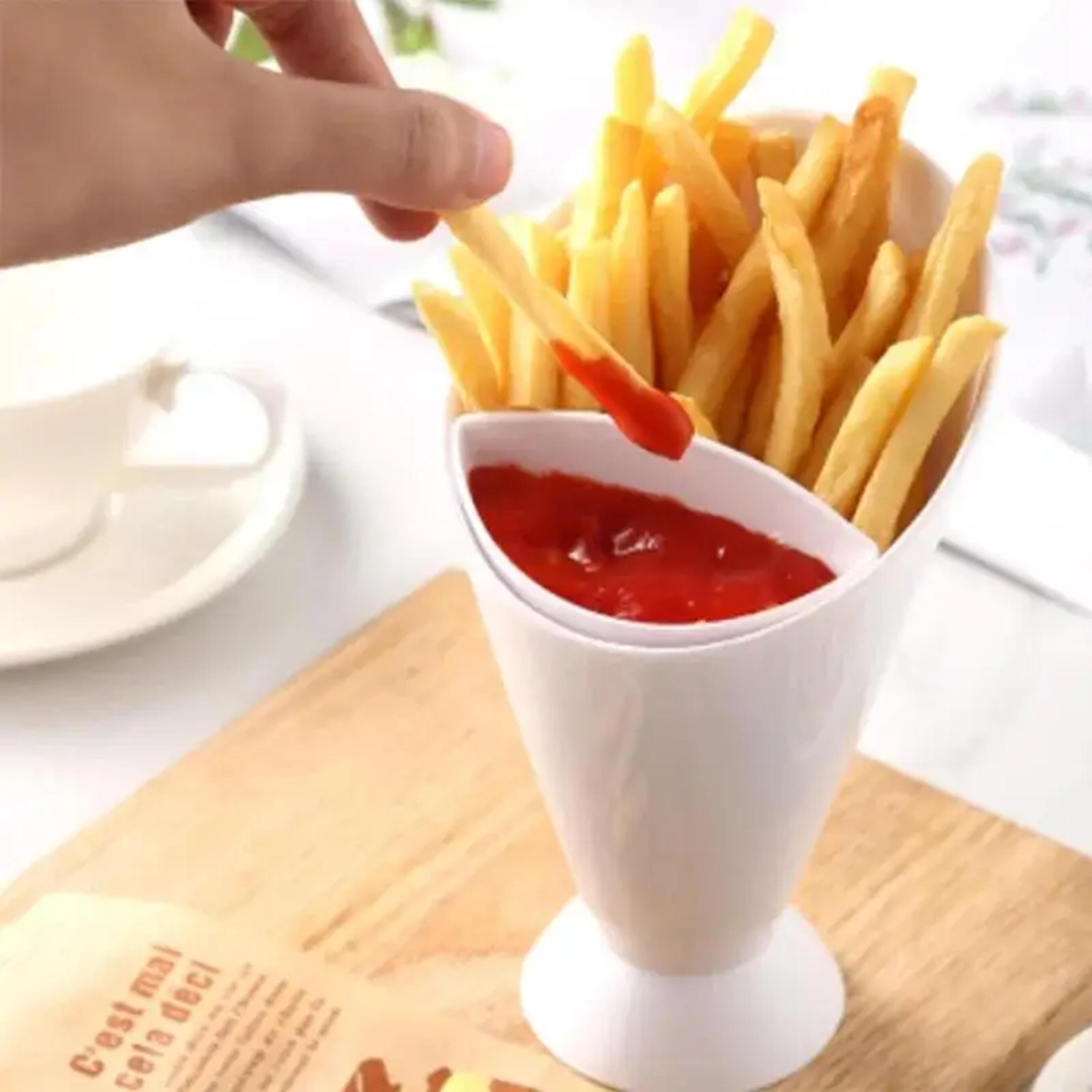 french fries cup with sauce holder snack serving cup