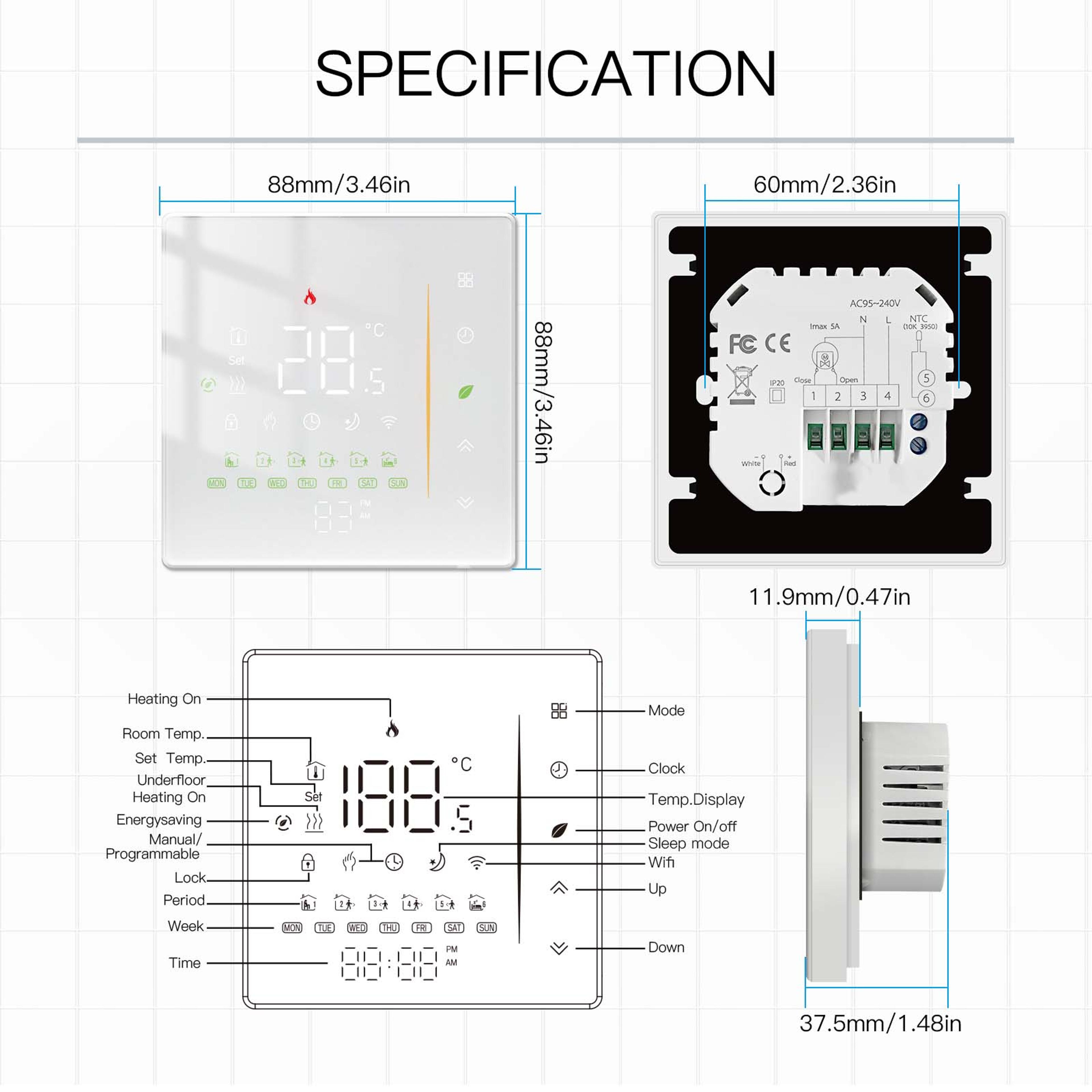 MOES Zigbee Smart Thermostat For Floor Heating  Boiler Control With Alexa 5