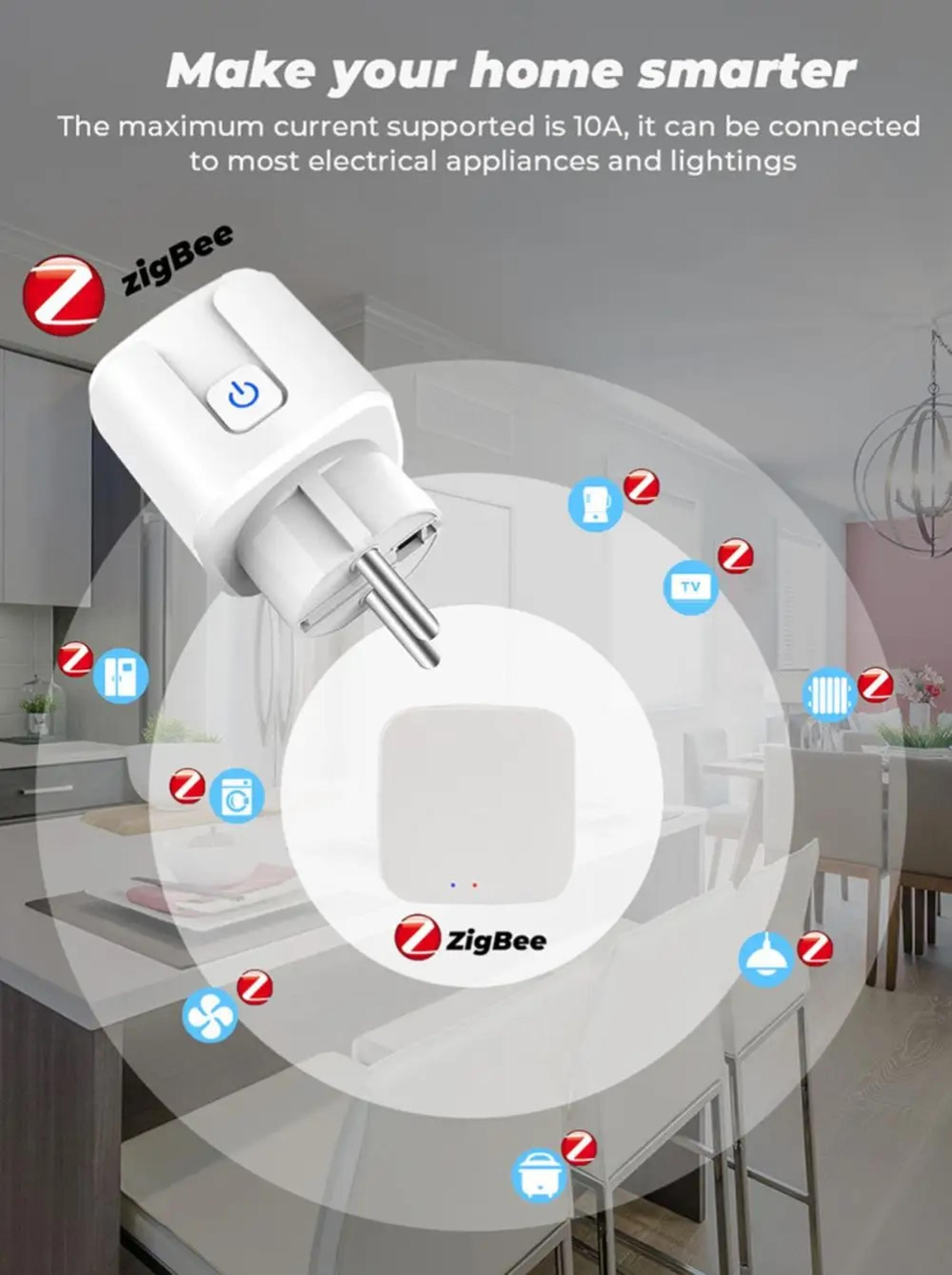 Zigbee Smart Plug Power Monitoring Socket With Alexa Google Voice Control 4