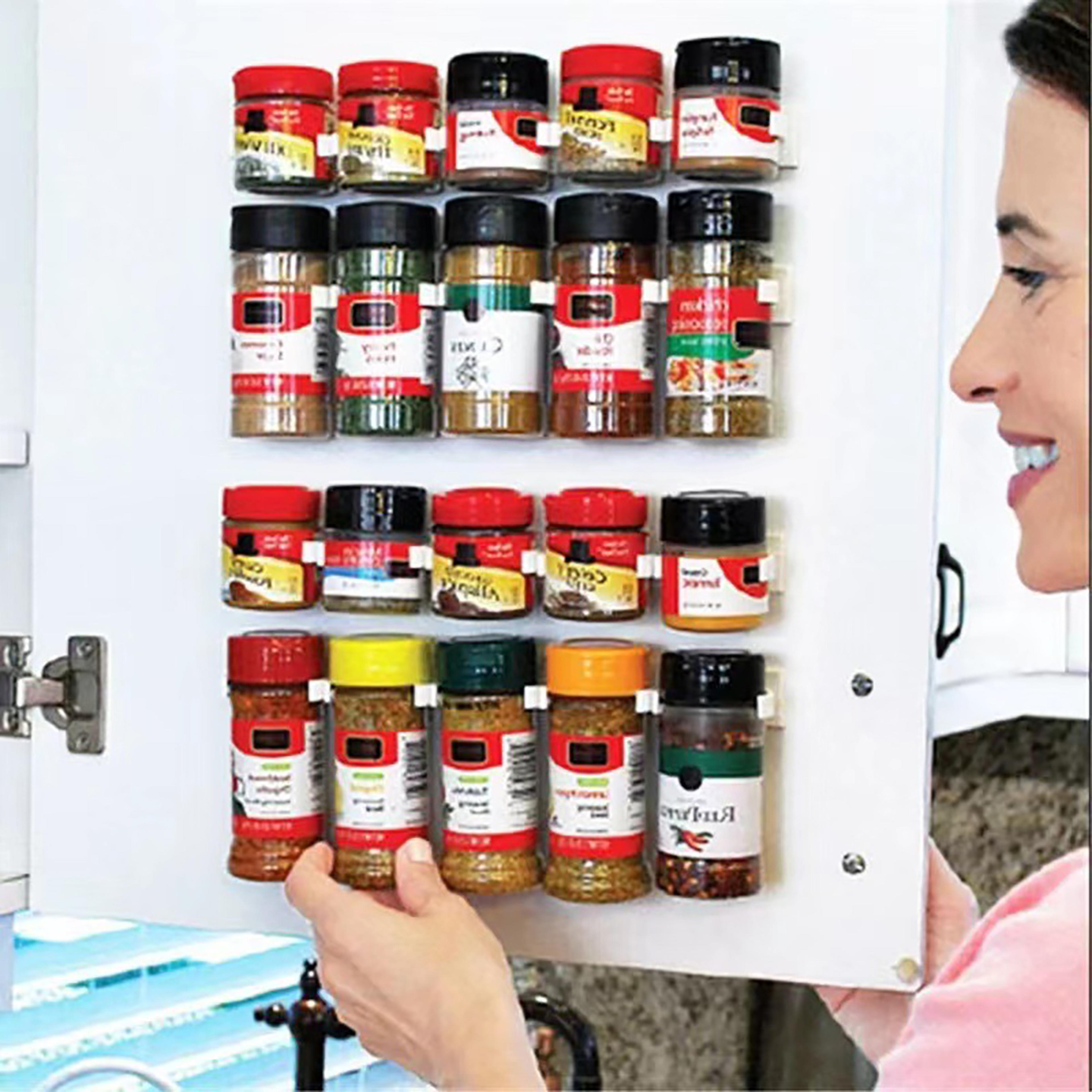 Wall Mounted No Drill Spice Rack Organizer With Hooks For Kitchen Storage 2
