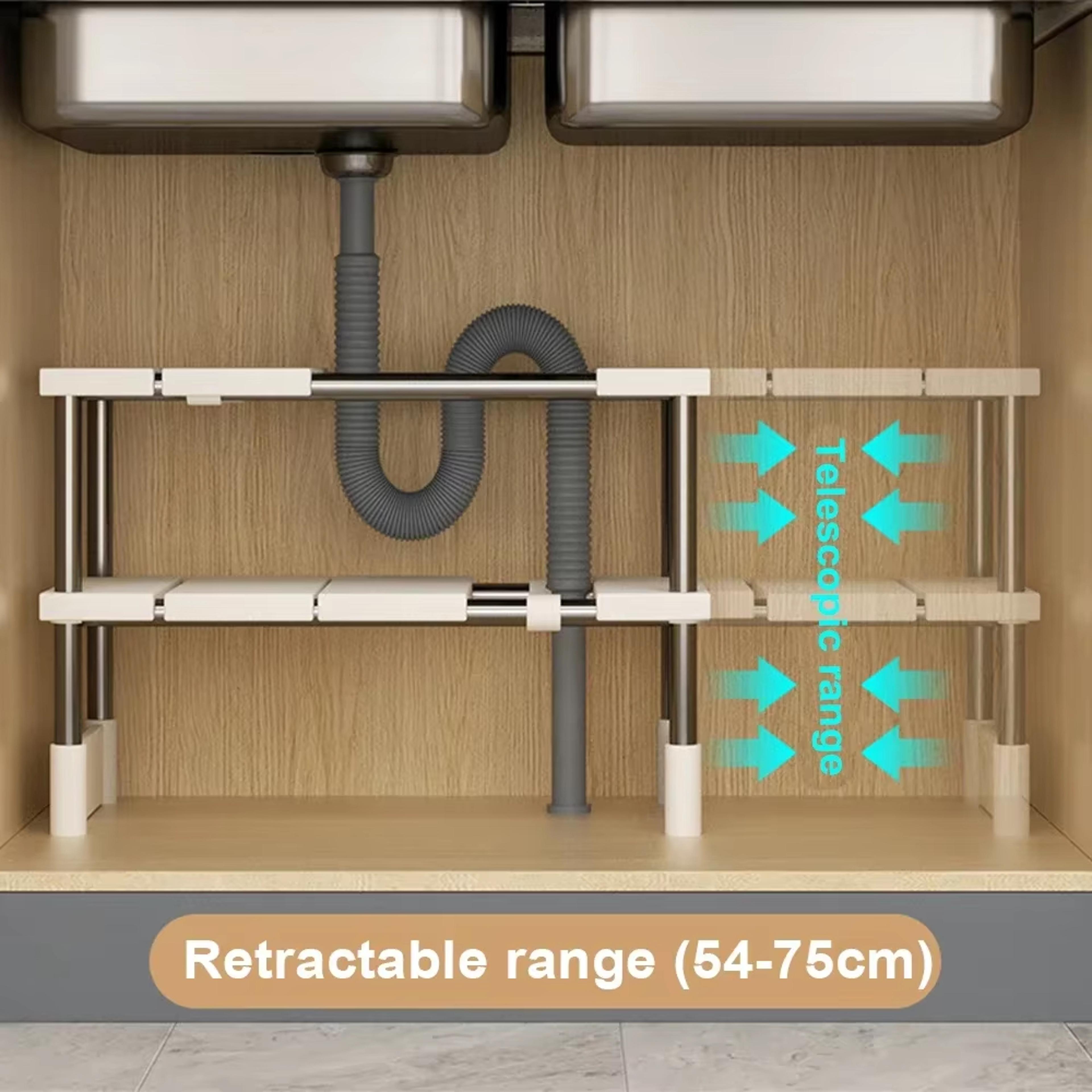 Adjustable Closet Organizer Shelf Stackable Expandable Storage Rack For Kitchen Sink  Wardrobe 1