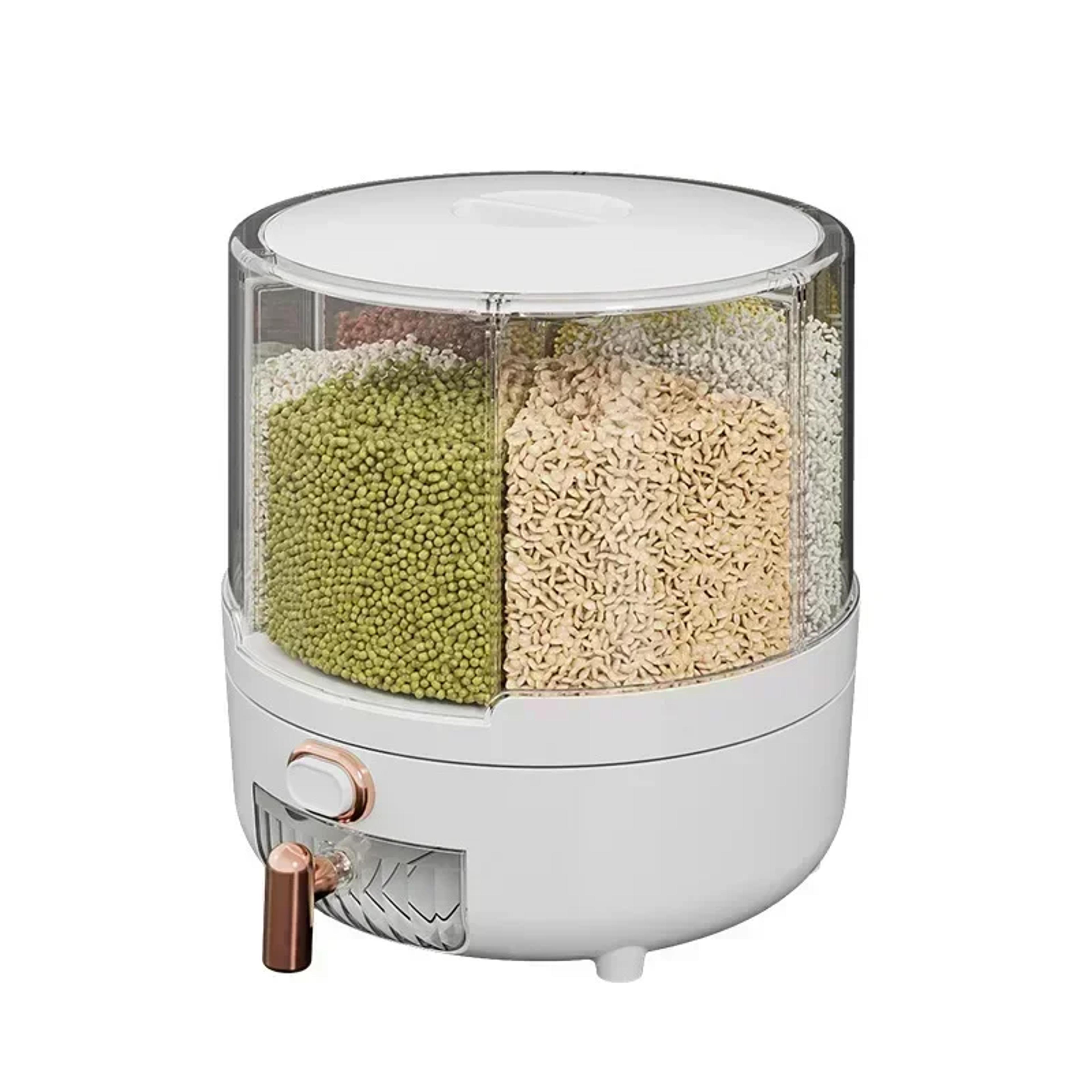 Rotating Airtight Grain Dispenser Multi Compartment Rice Storage Container 3