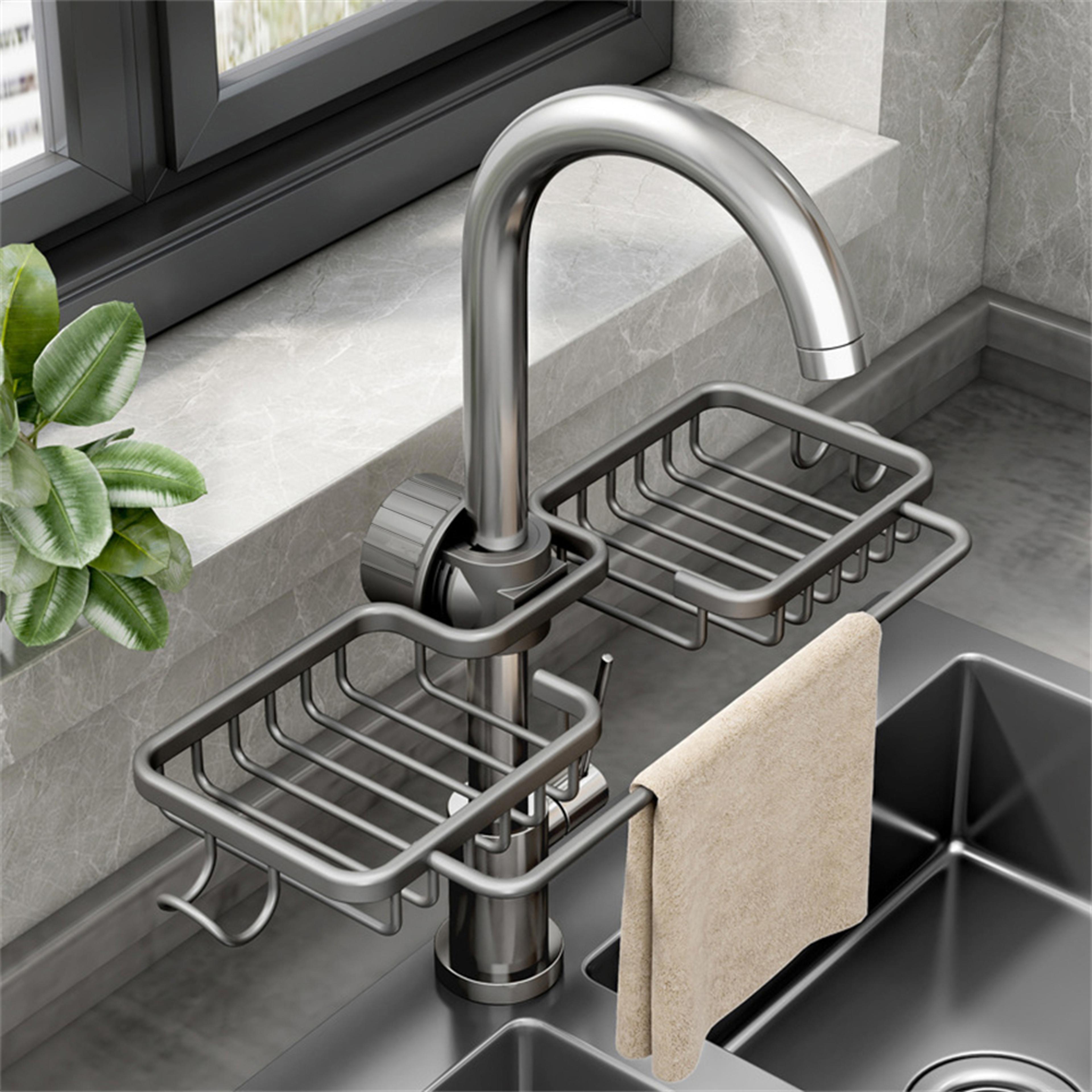 two way drain kitchen sponge holder sink caddy organizer rack