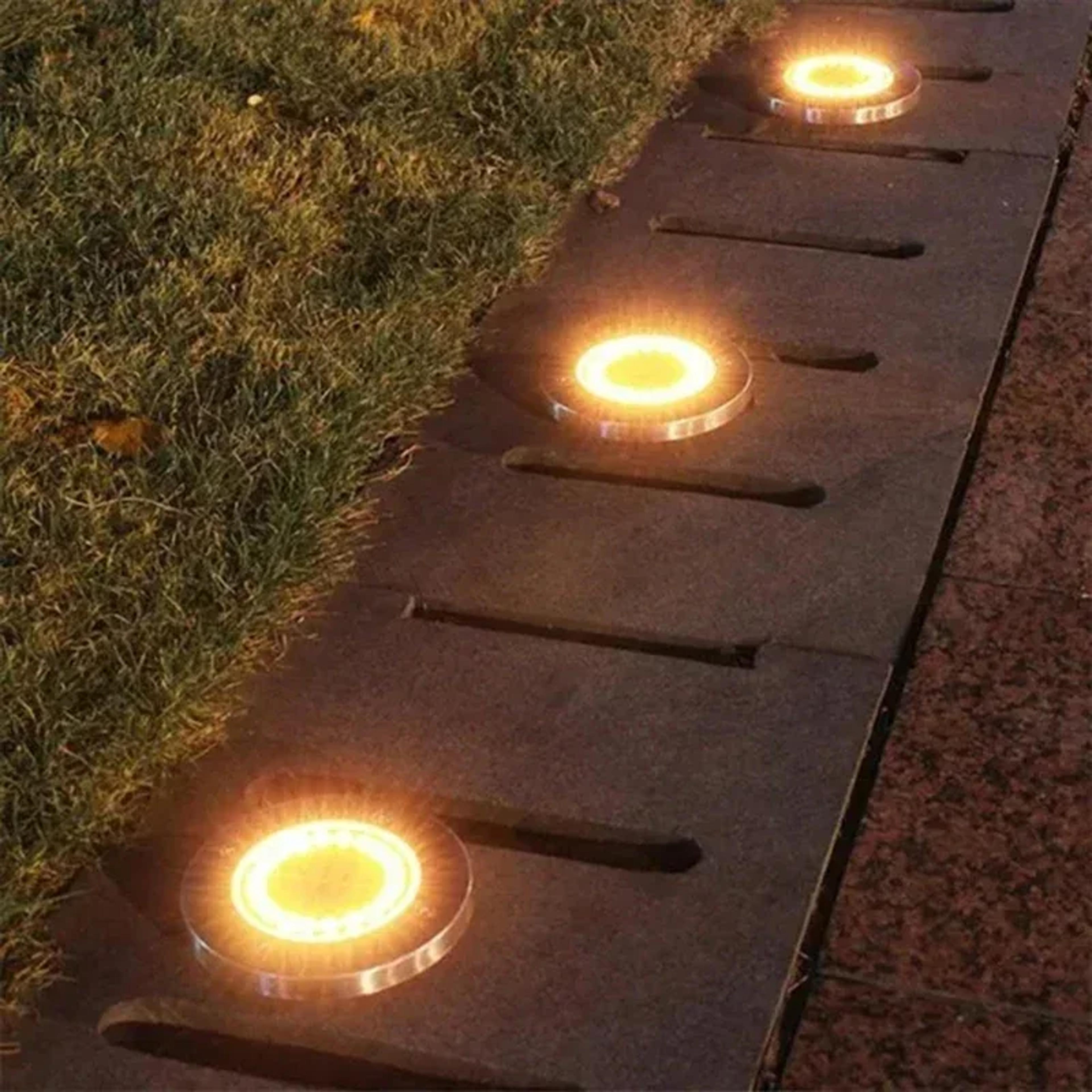 Solar Disk Garden Lights Outdoor Waterproof LED Ground Pathway Lights 4