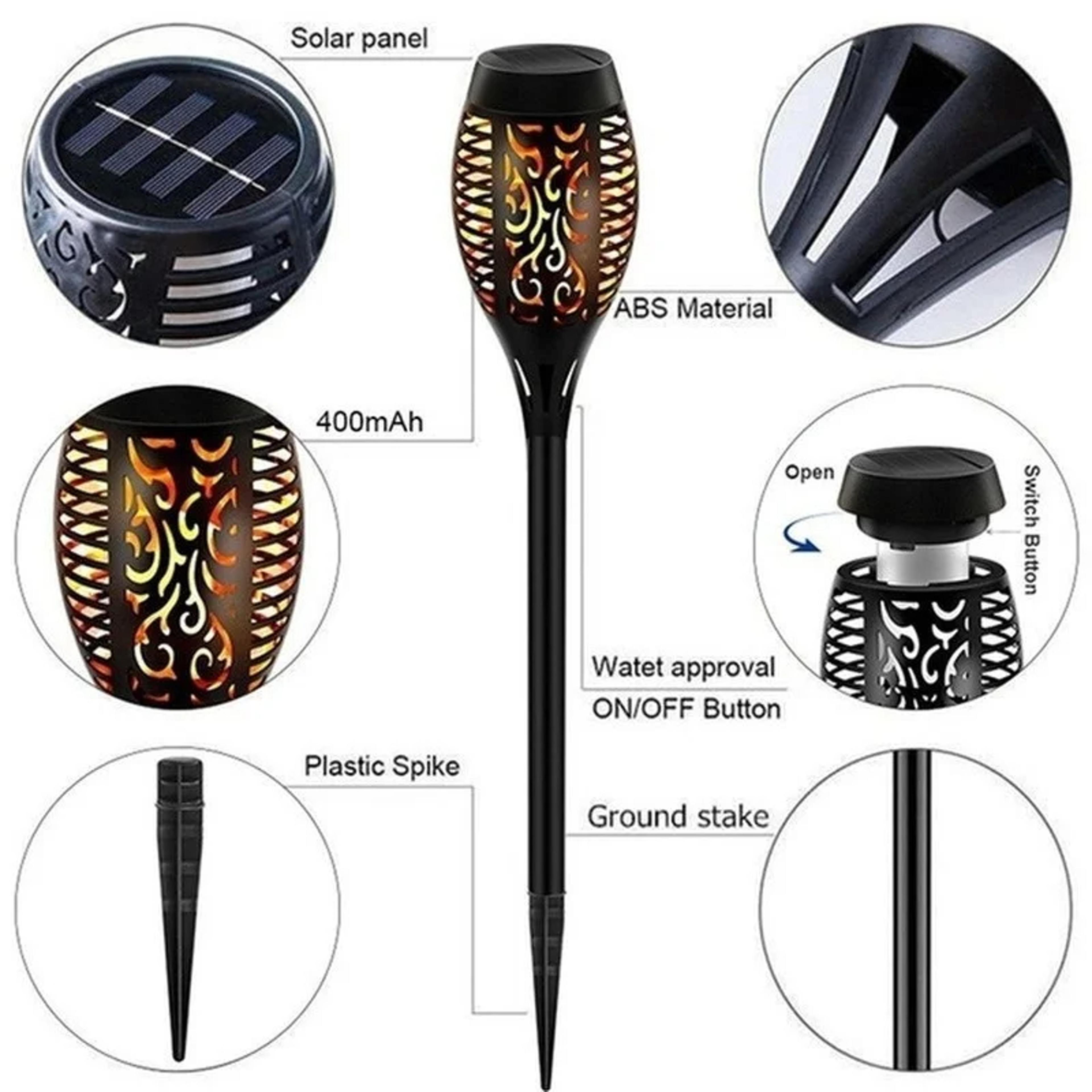 Solar Flame Torch Light Waterproof Outdoor Garden Flickering LED Lights For Yard Patio Path 2