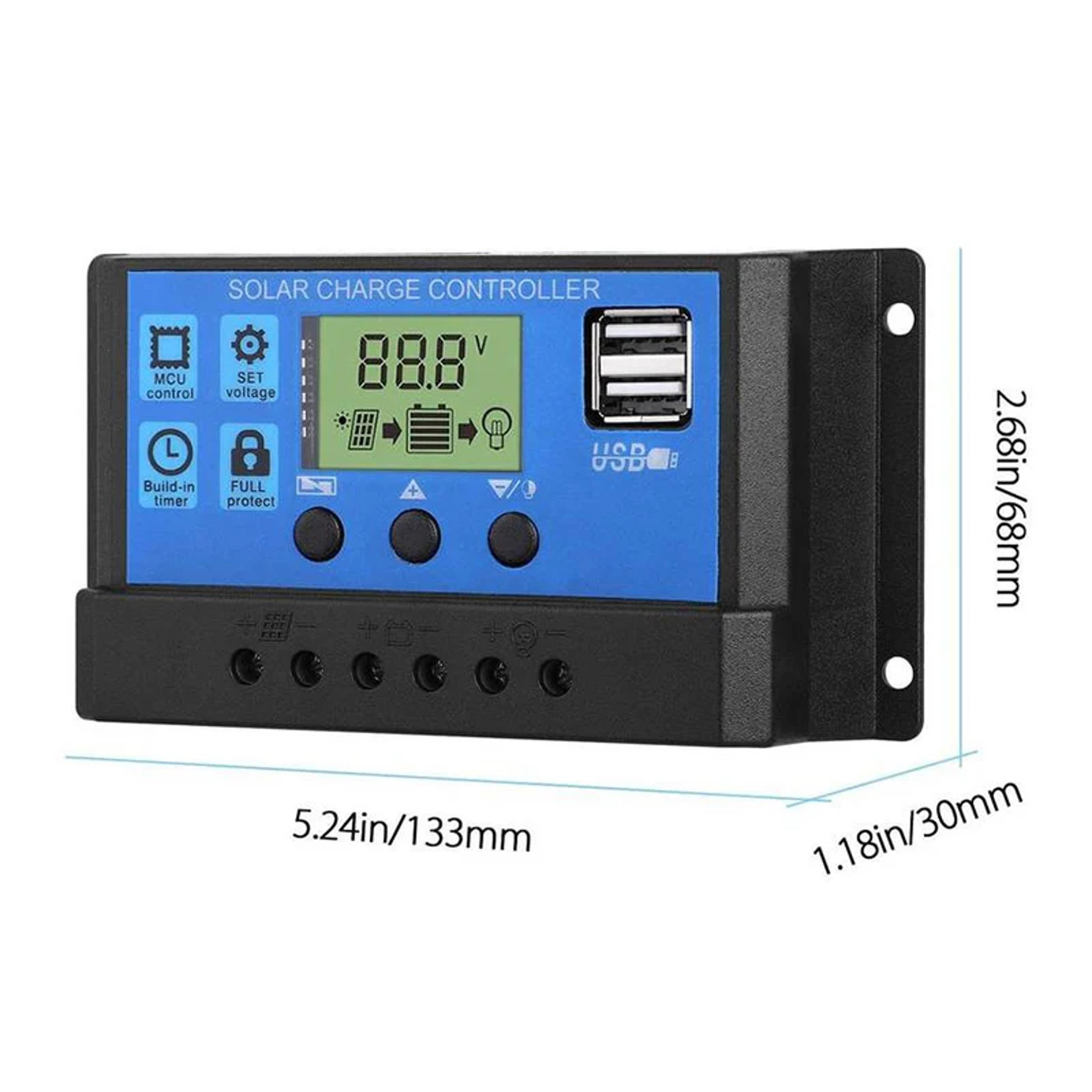 Smart Solar Charge Controller With LCD Display  Dual USB Regulator 1