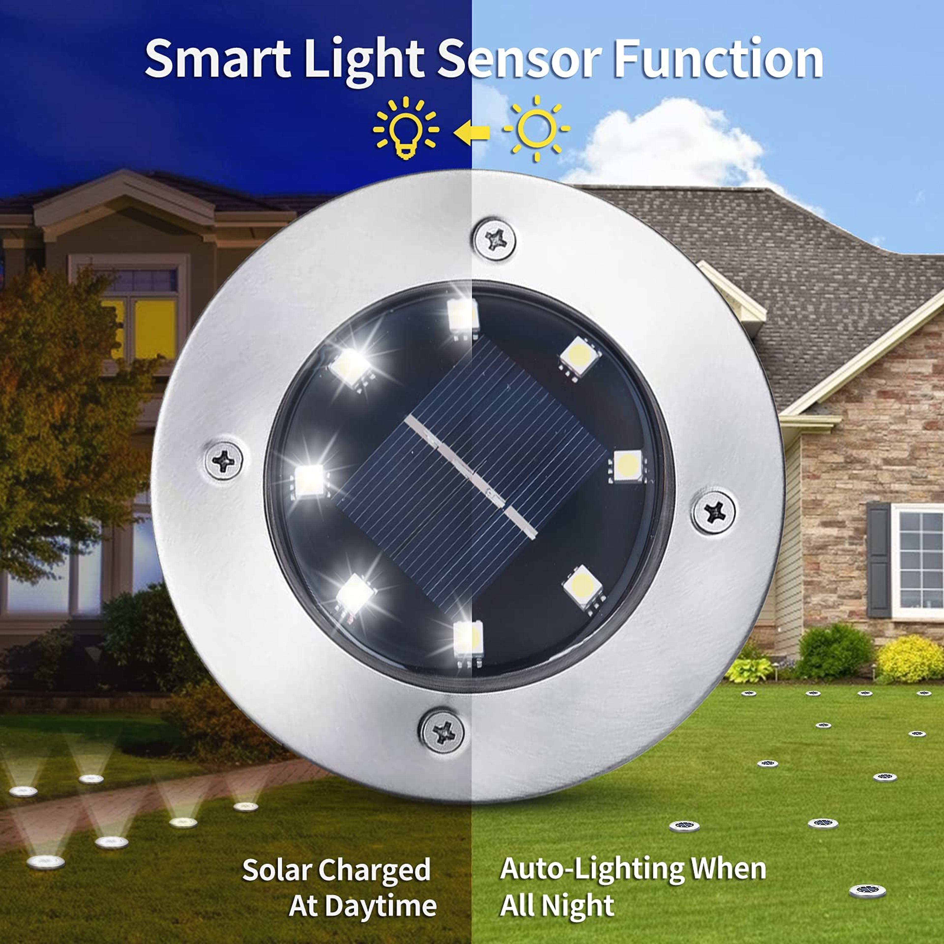 Solar Garden Disk Lights Waterproof InGround LED Pathway Lighting 1