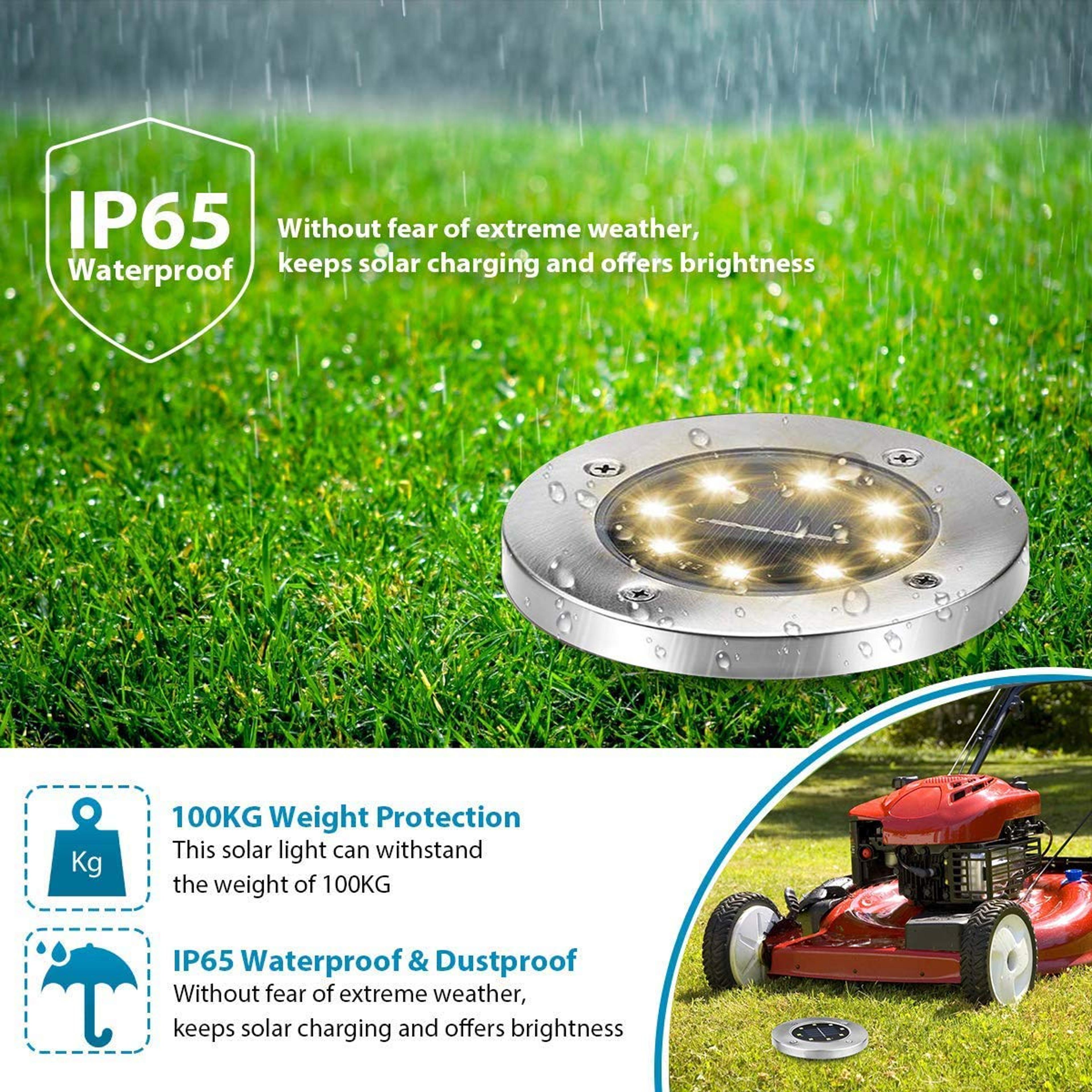 Solar Garden Disk Lights Waterproof InGround LED Pathway Lighting 3