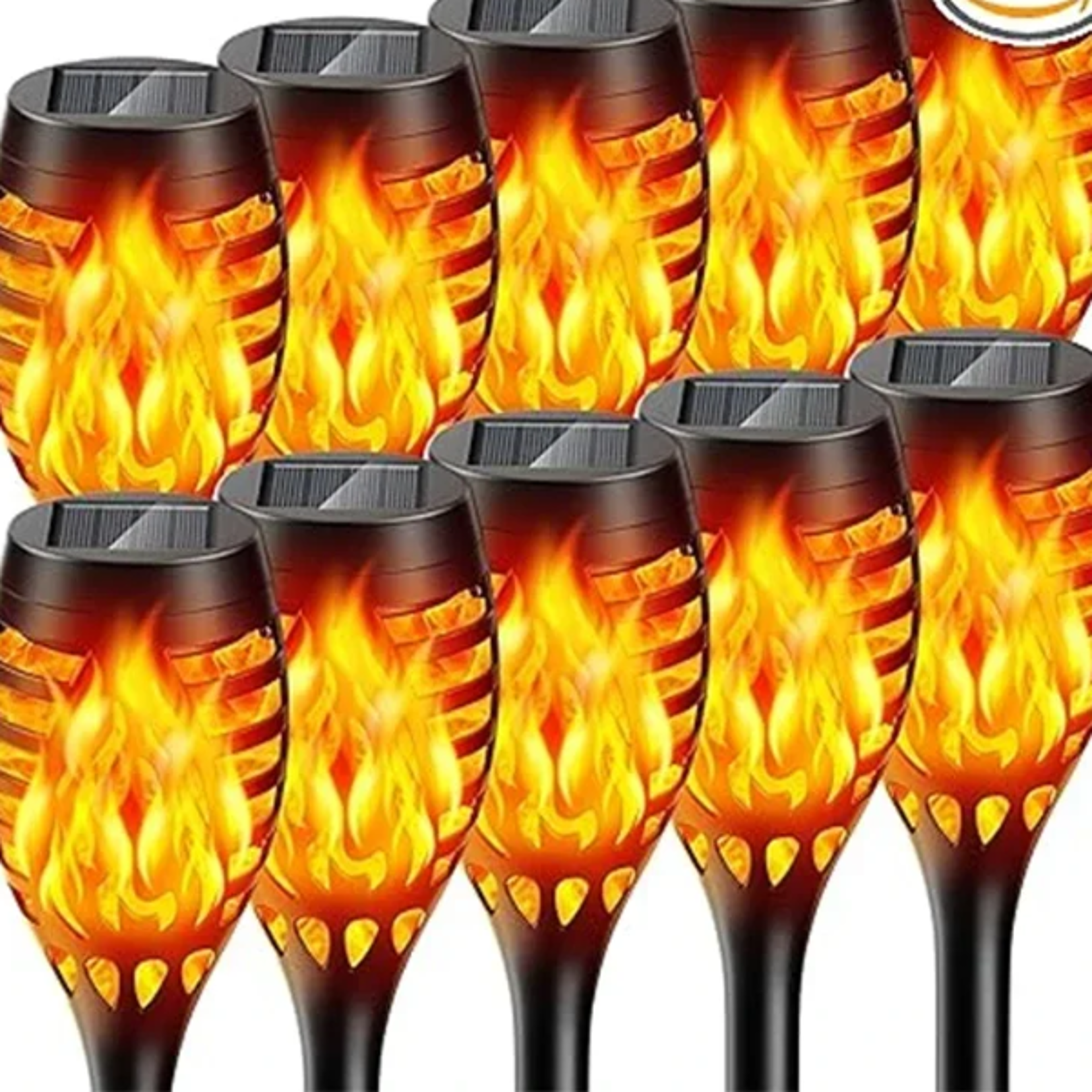 solar flame torch lights waterproof outdoor garden pathway decor