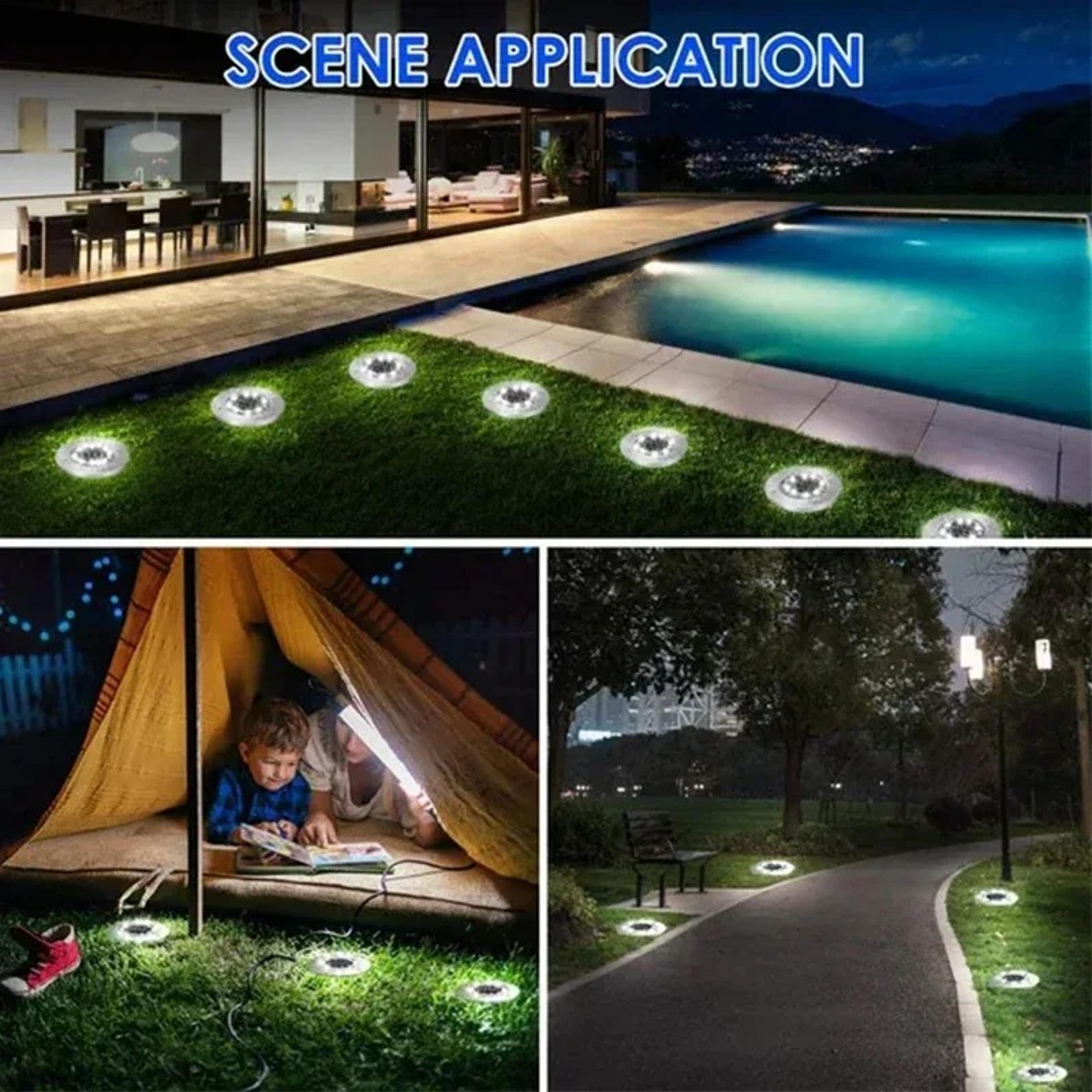 Solar Garden Lights Outdoor Waterproof Ground Disk Lights For Pathway Deck Yard 2