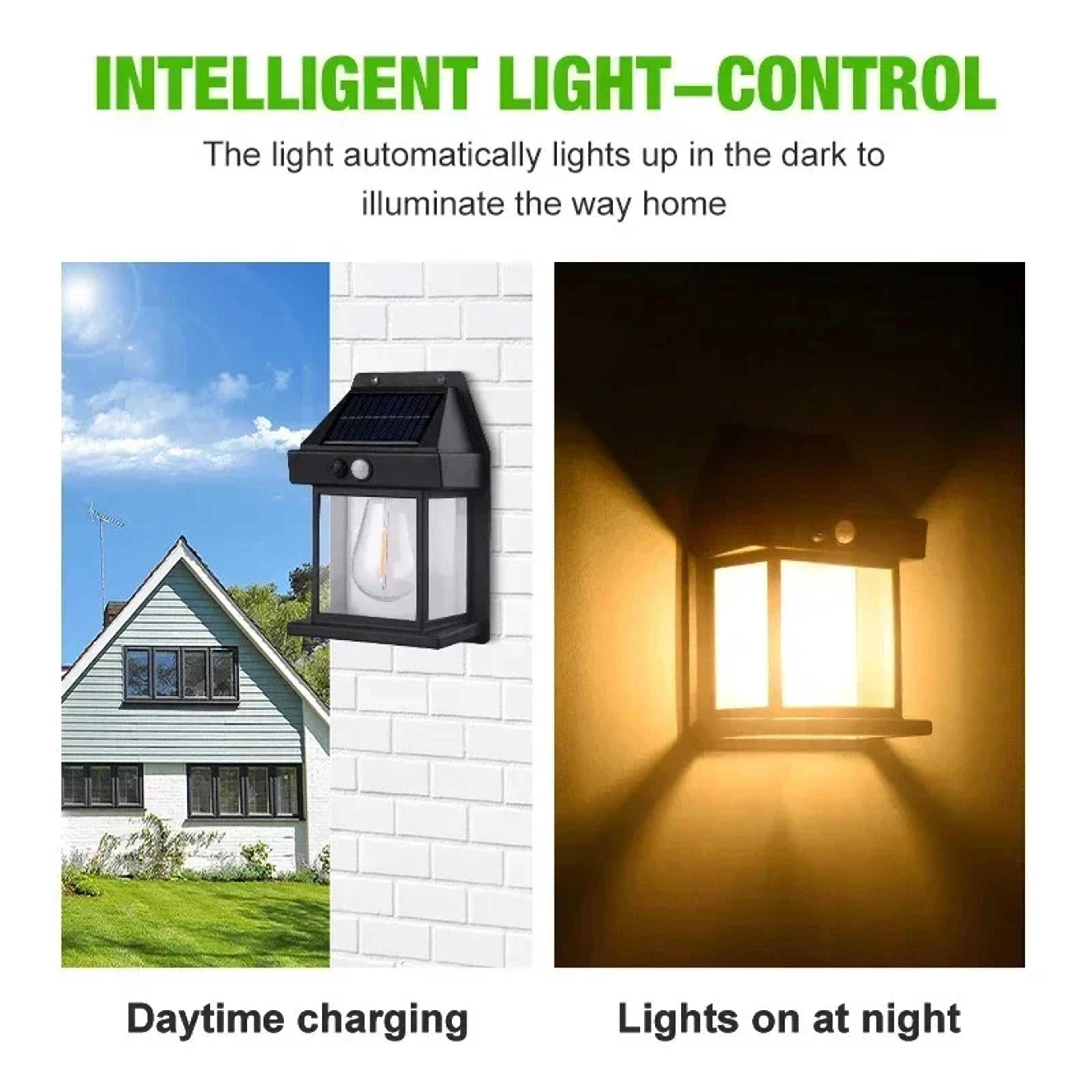 Solar Motion Sensor Wall Light Waterproof Outdoor Garden Lamp With Modes 2