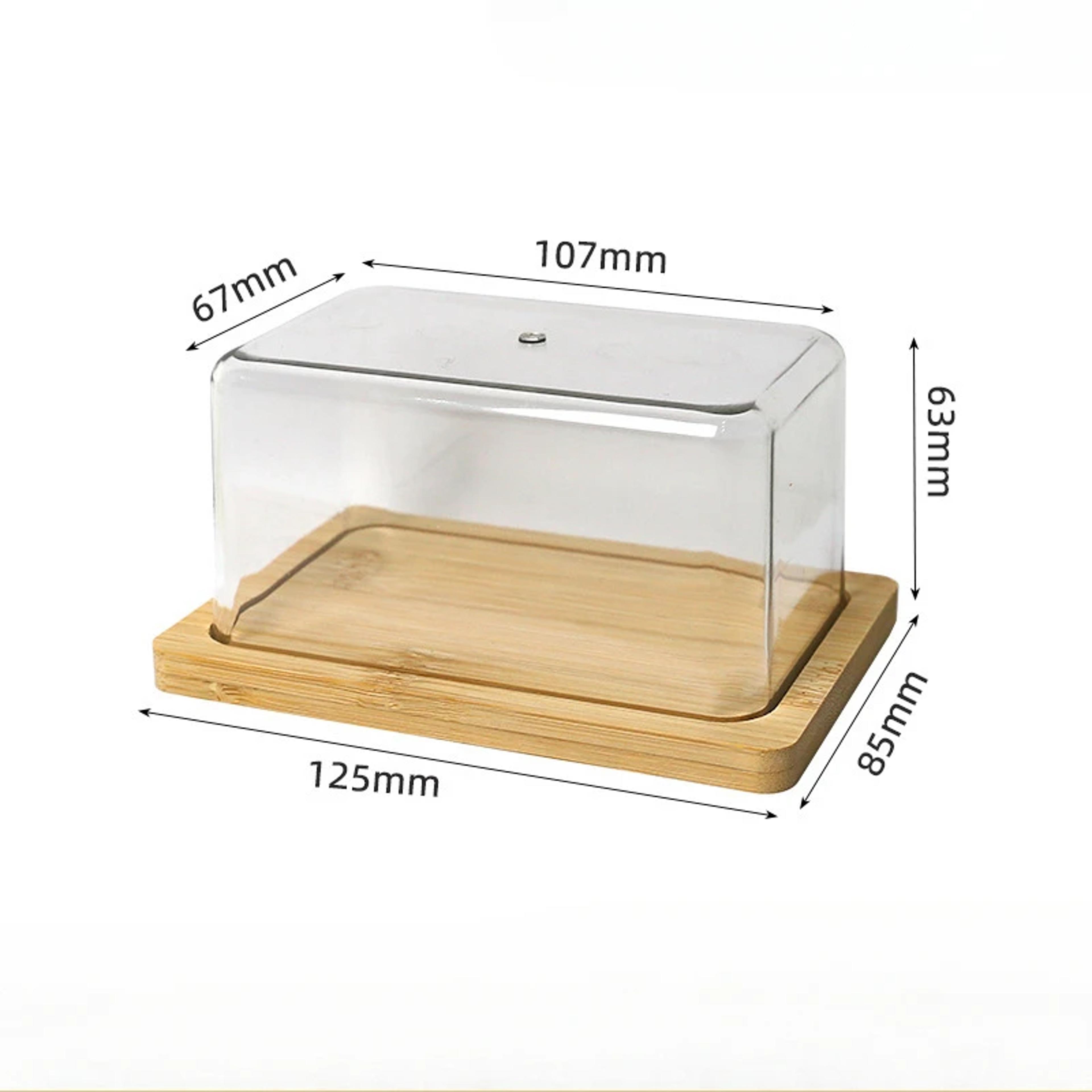 Nordic Bamboo Butter Dish With Lid Clear Acrylic Butter Keeper For Countertop Storage 5