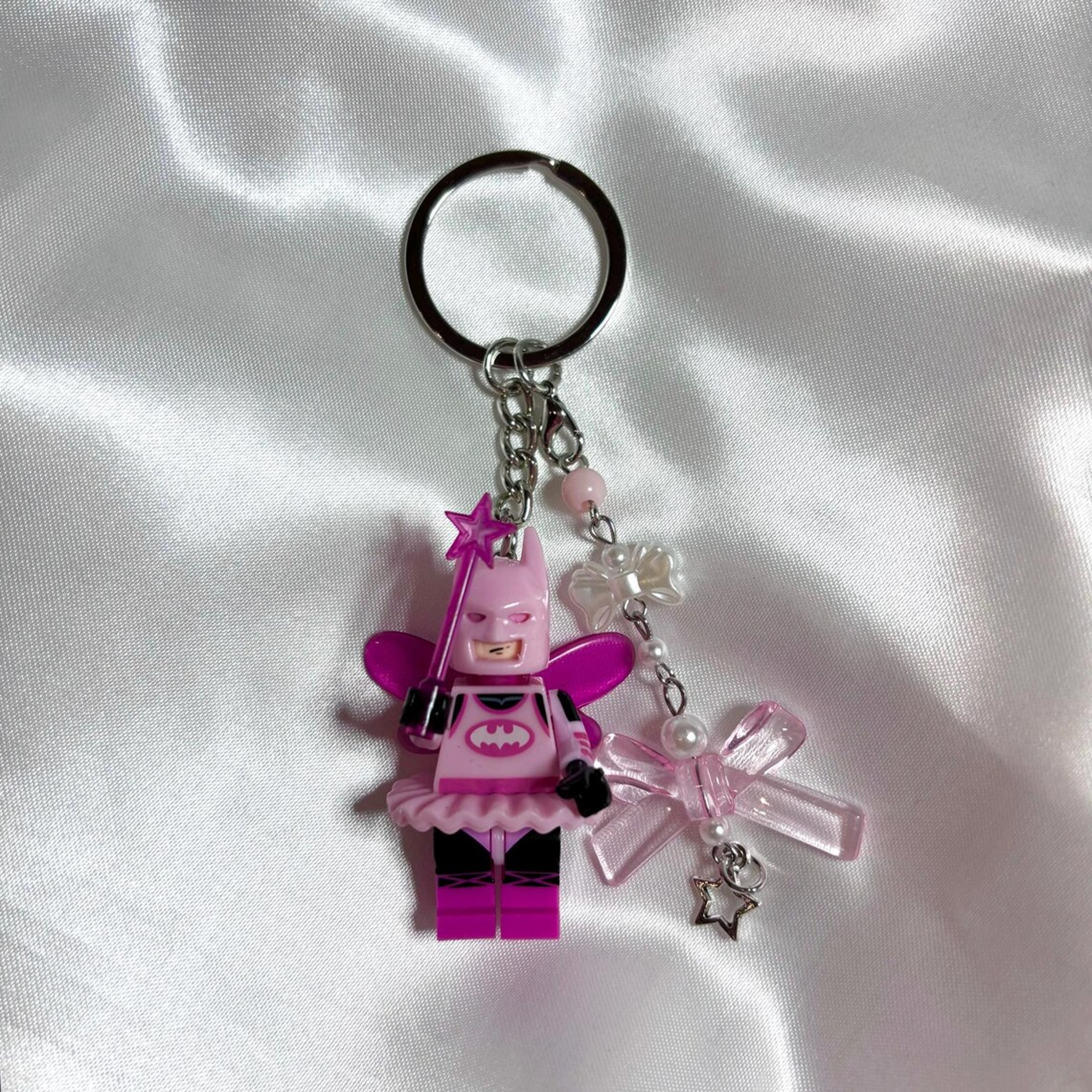 fairy bat minifigure keychain cute pink bag charm & collectible key ring