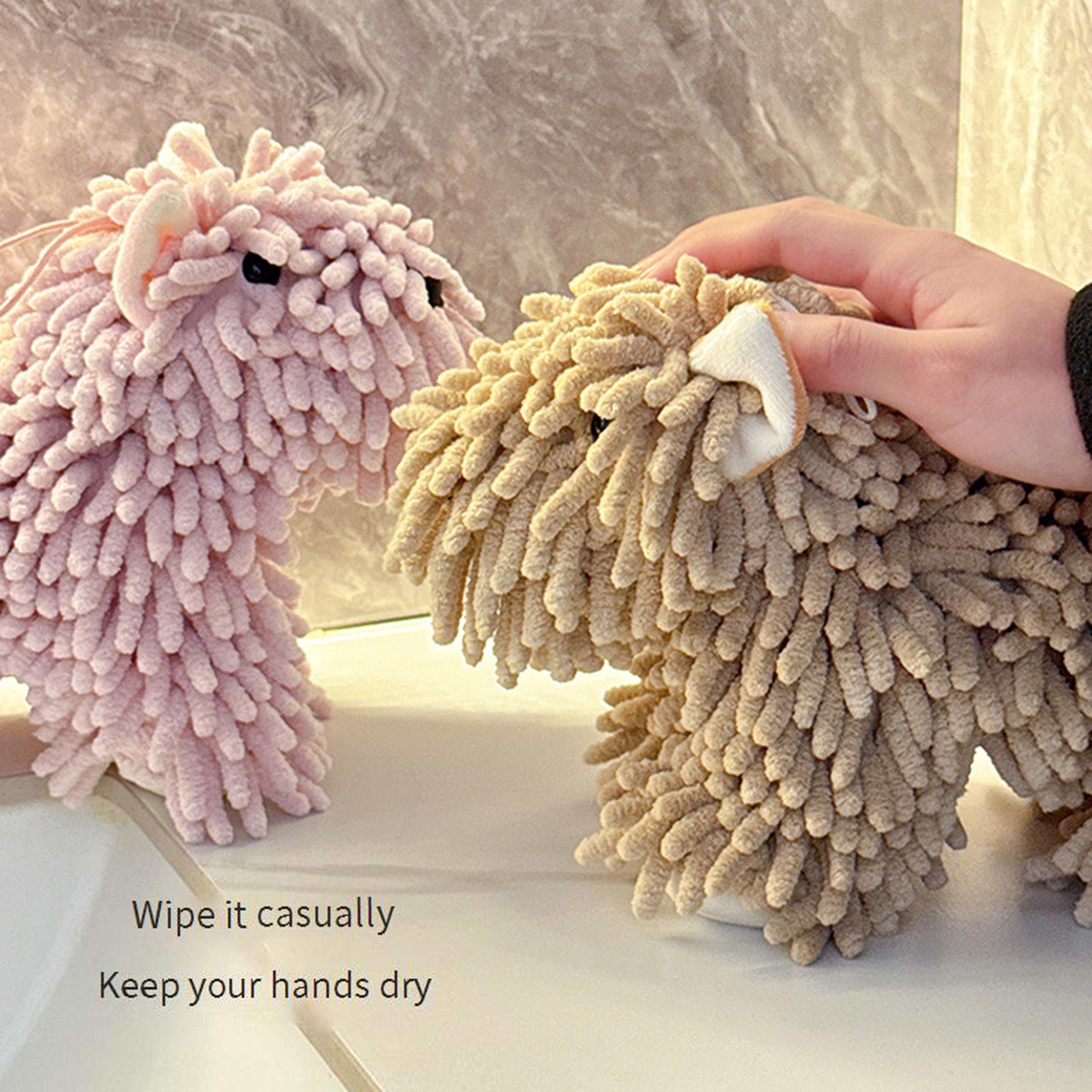 Cute Dog Chenille Hand Towel With Hanging Loop Soft Absorbent Bathroom  Kitchen Drying Towel 1