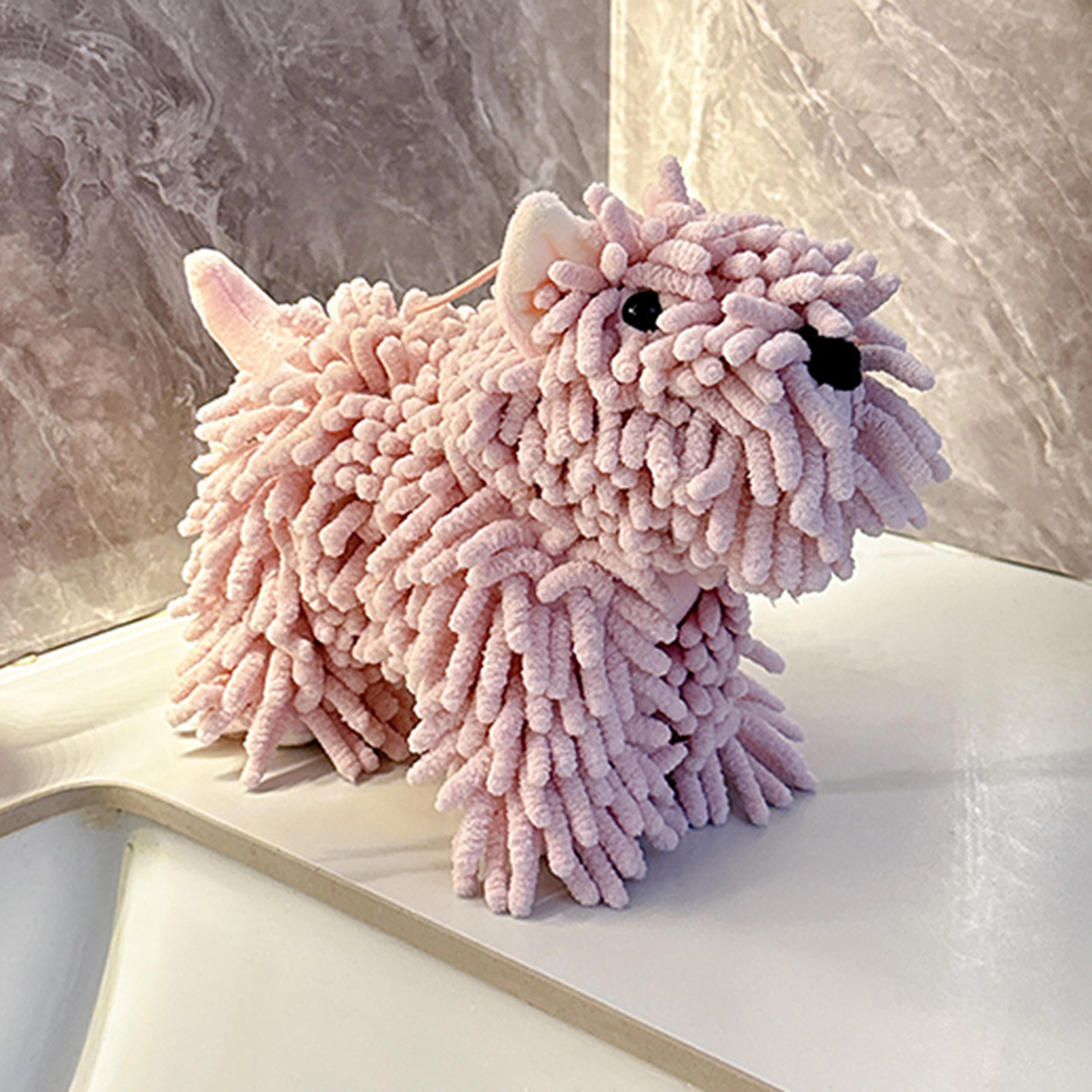 Cute Dog Chenille Hand Towel With Hanging Loop Soft Absorbent Bathroom  Kitchen Drying Towel 7