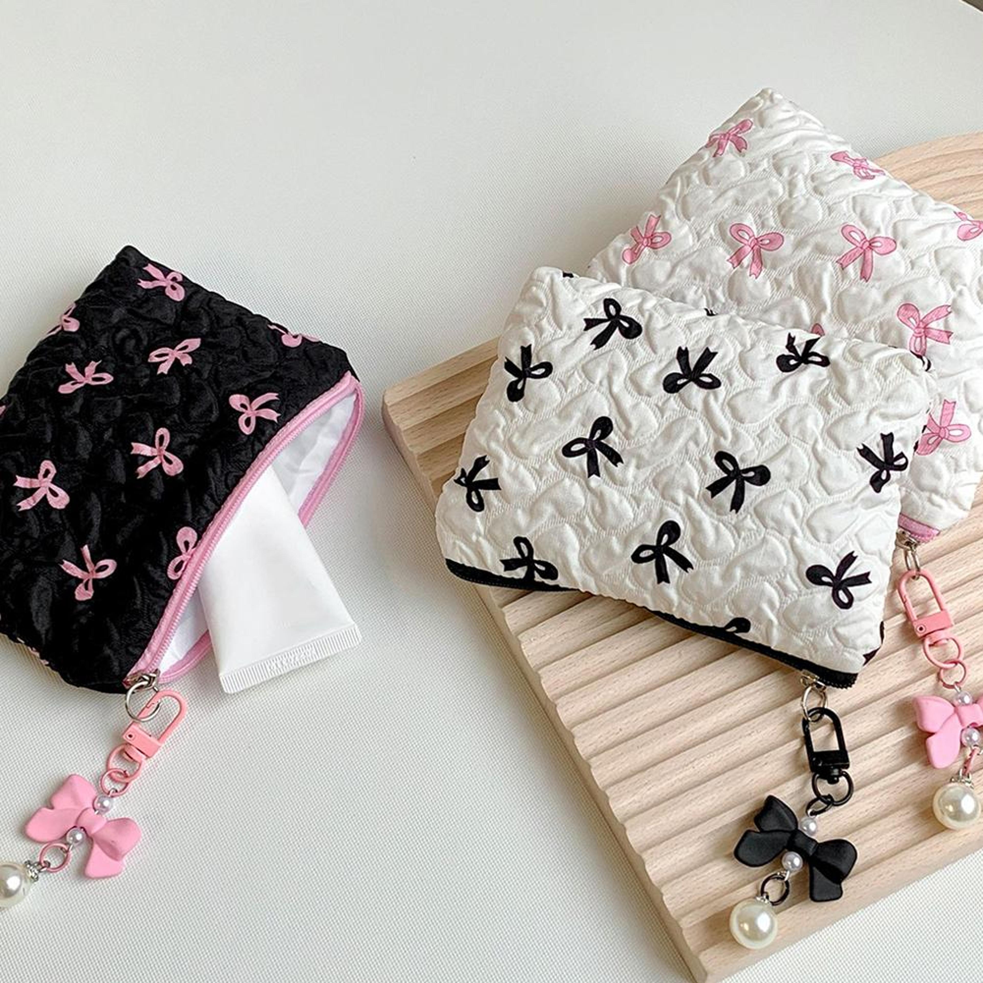 Large Capacity Canvas Makeup Bag With Bow Travel Cosmetic Organizer Pouch For Toiletries  Beauty Es 1