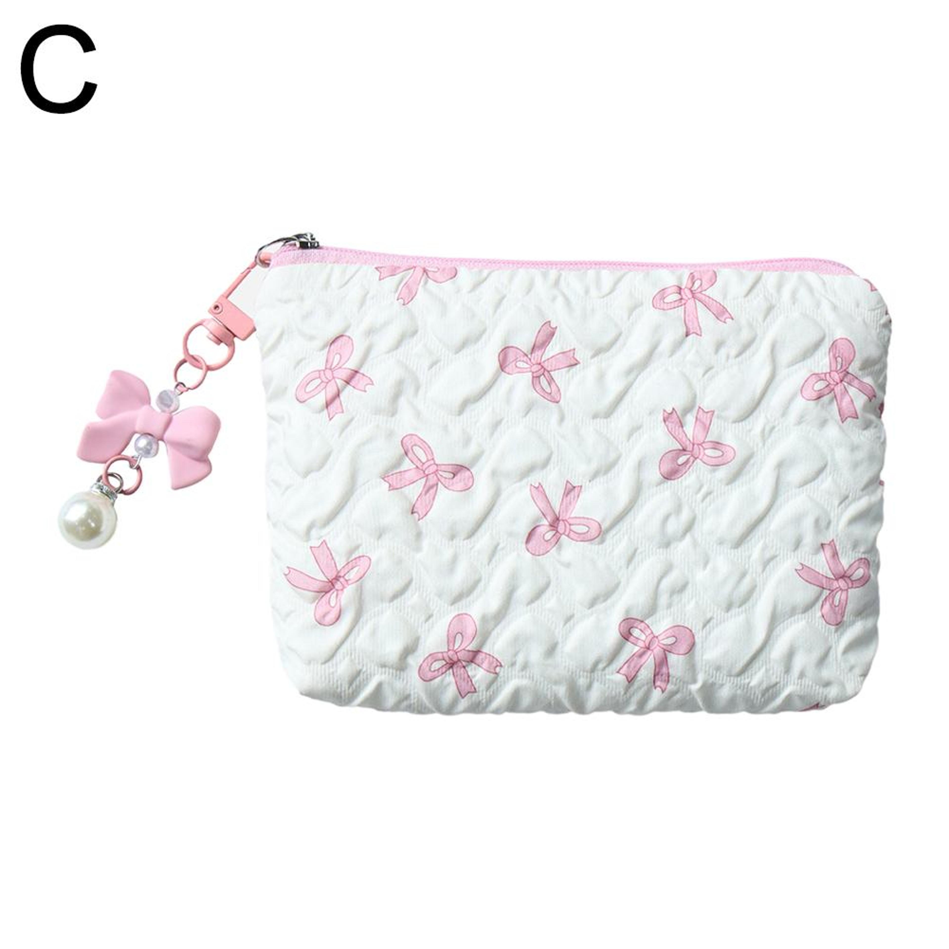 Large Capacity Canvas Makeup Bag With Bow Travel Cosmetic Organizer Pouch For Toiletries  Beauty Es 8