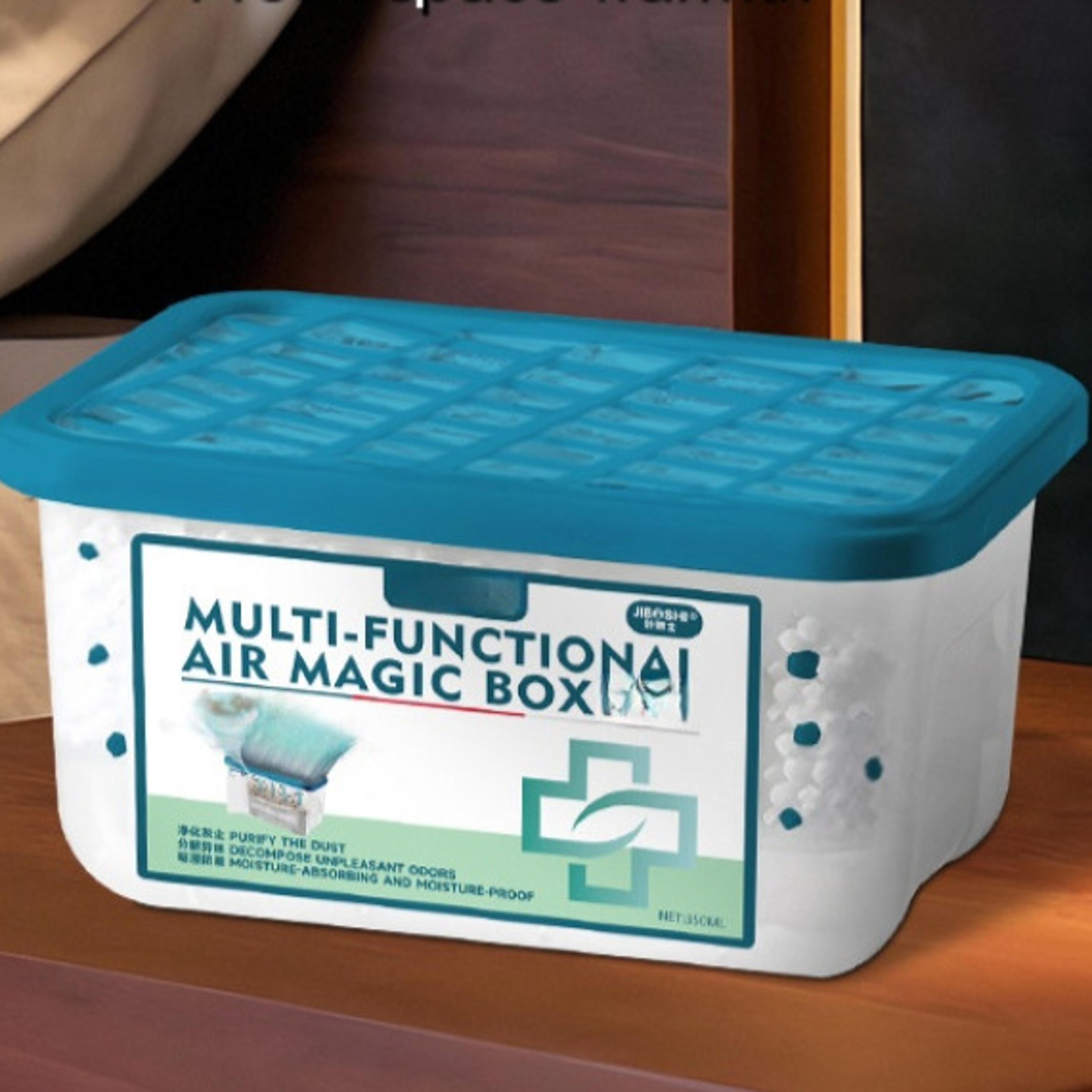 moisture absorber dehumidifier box with odor eliminator for bathroom, closet & home