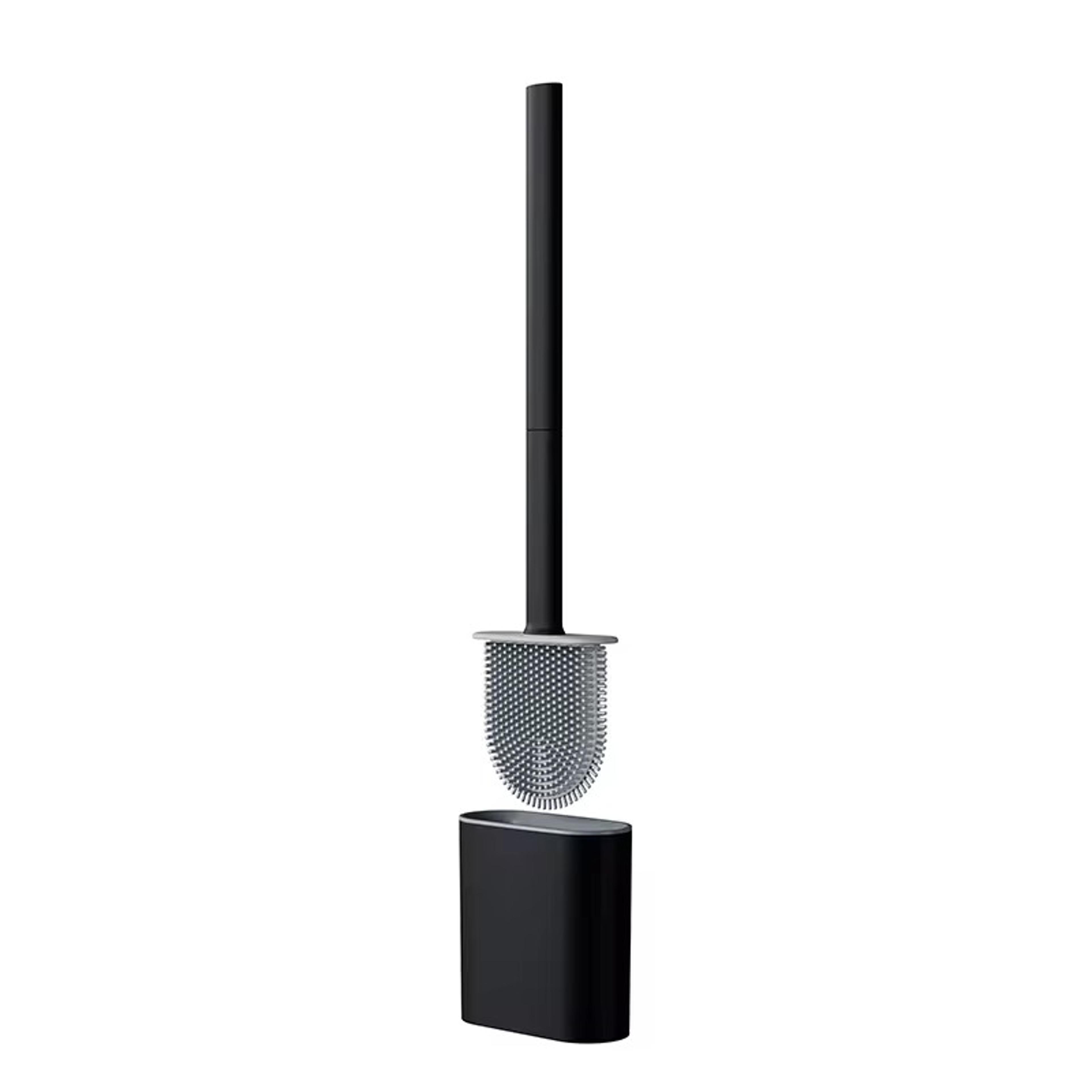 Silicone Toilet Brush With Holder Wall Mounted Flat Bathroom Cleaning Brush 5