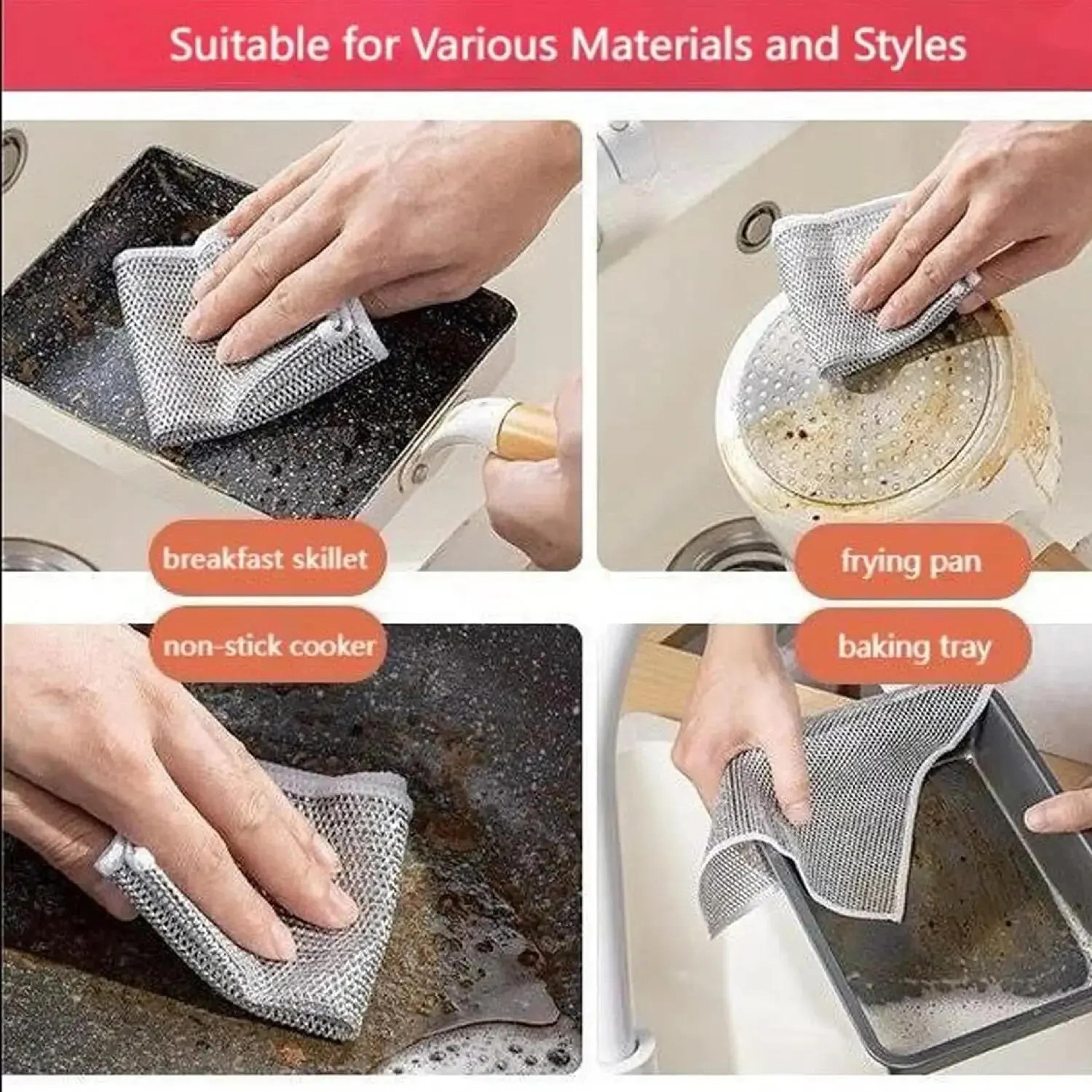 Magic Dishcloth Silver Wire Cleaning Cloth Set Thickened Microfiber Kitchen Scrubbing Towels 3