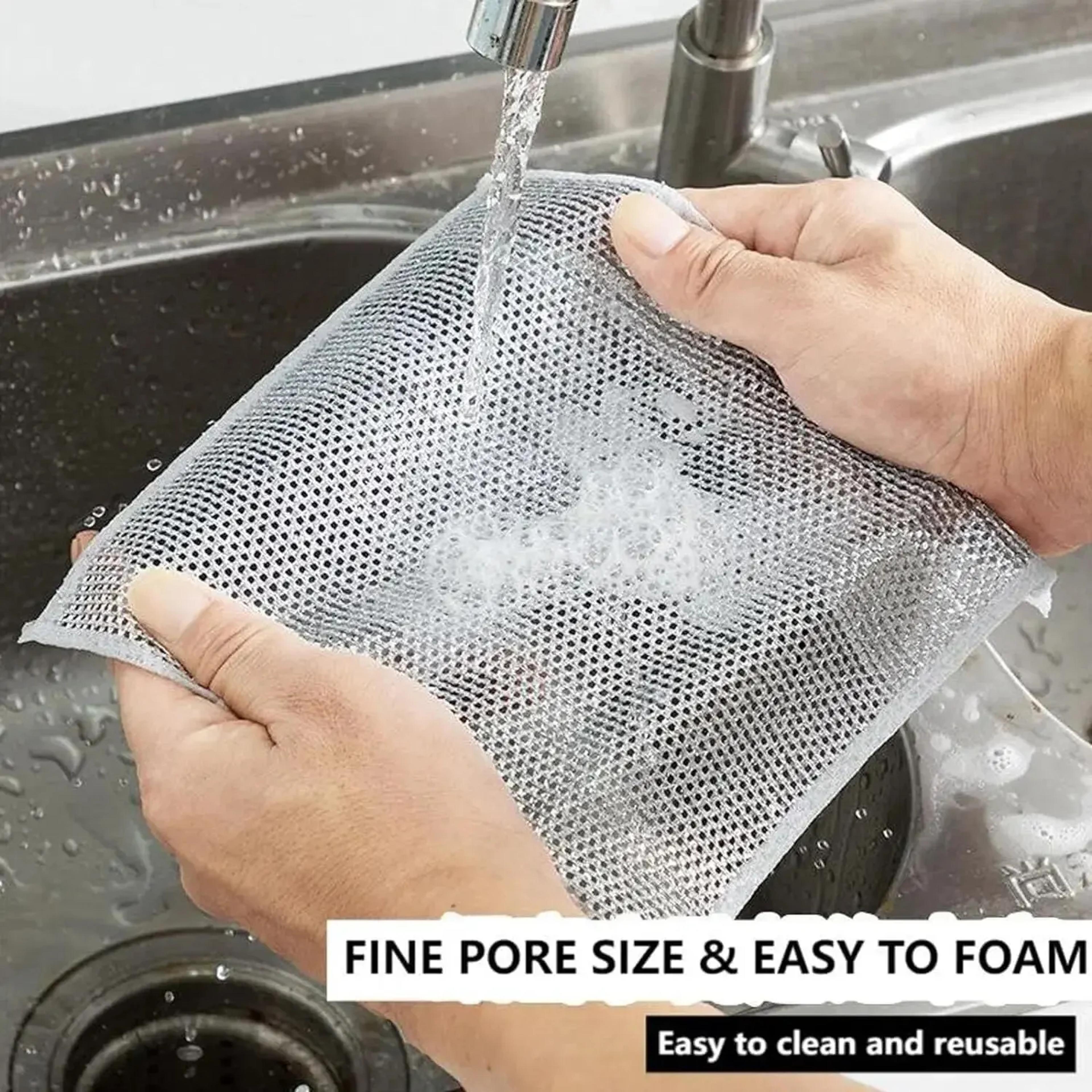 Magic Dishcloth Silver Wire Cleaning Cloth Set Thickened Microfiber Kitchen Scrubbing Towels 4