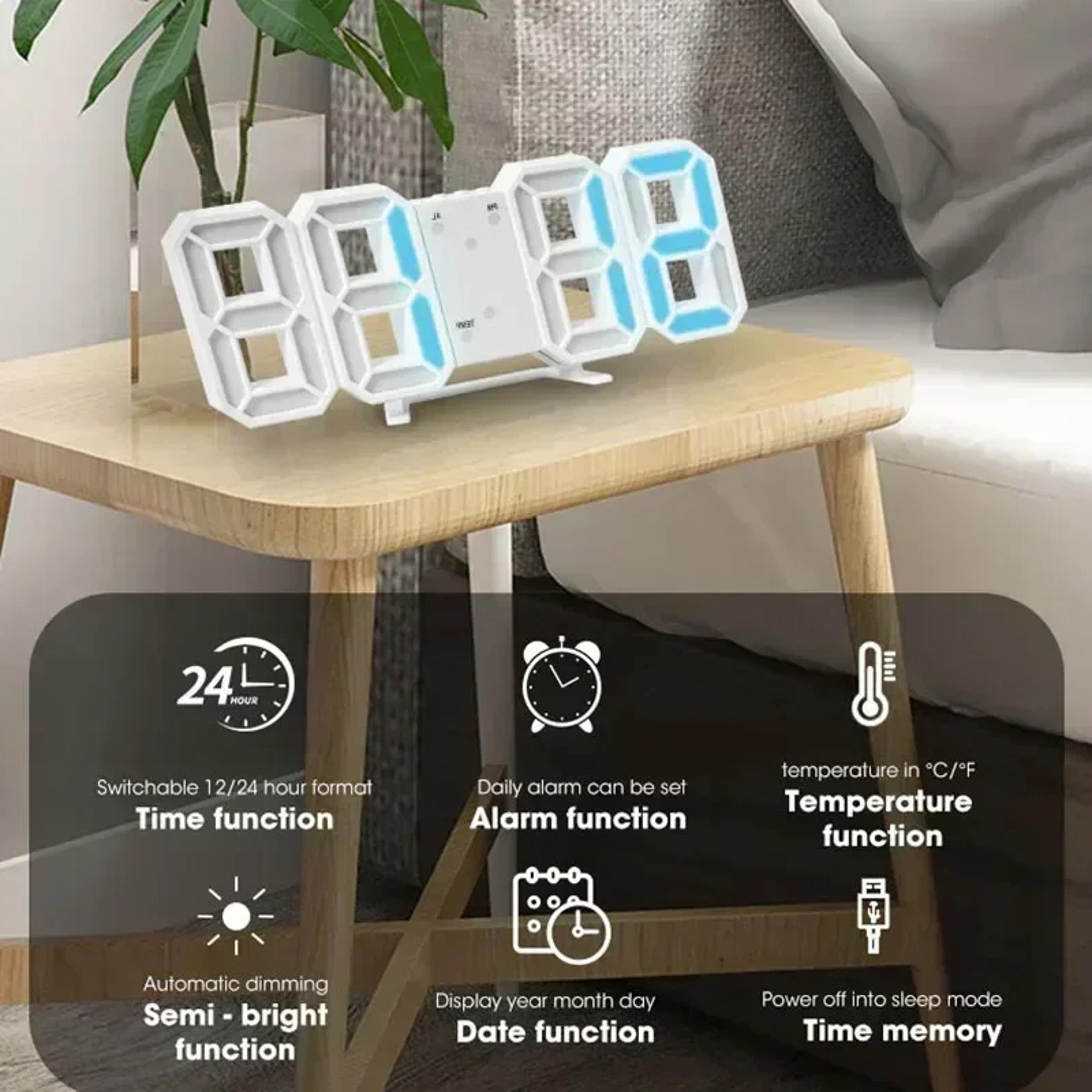 Modern LED Digital Wall Clock With Alarm  Desk Stand For Bedroom Office  Home Decor 2