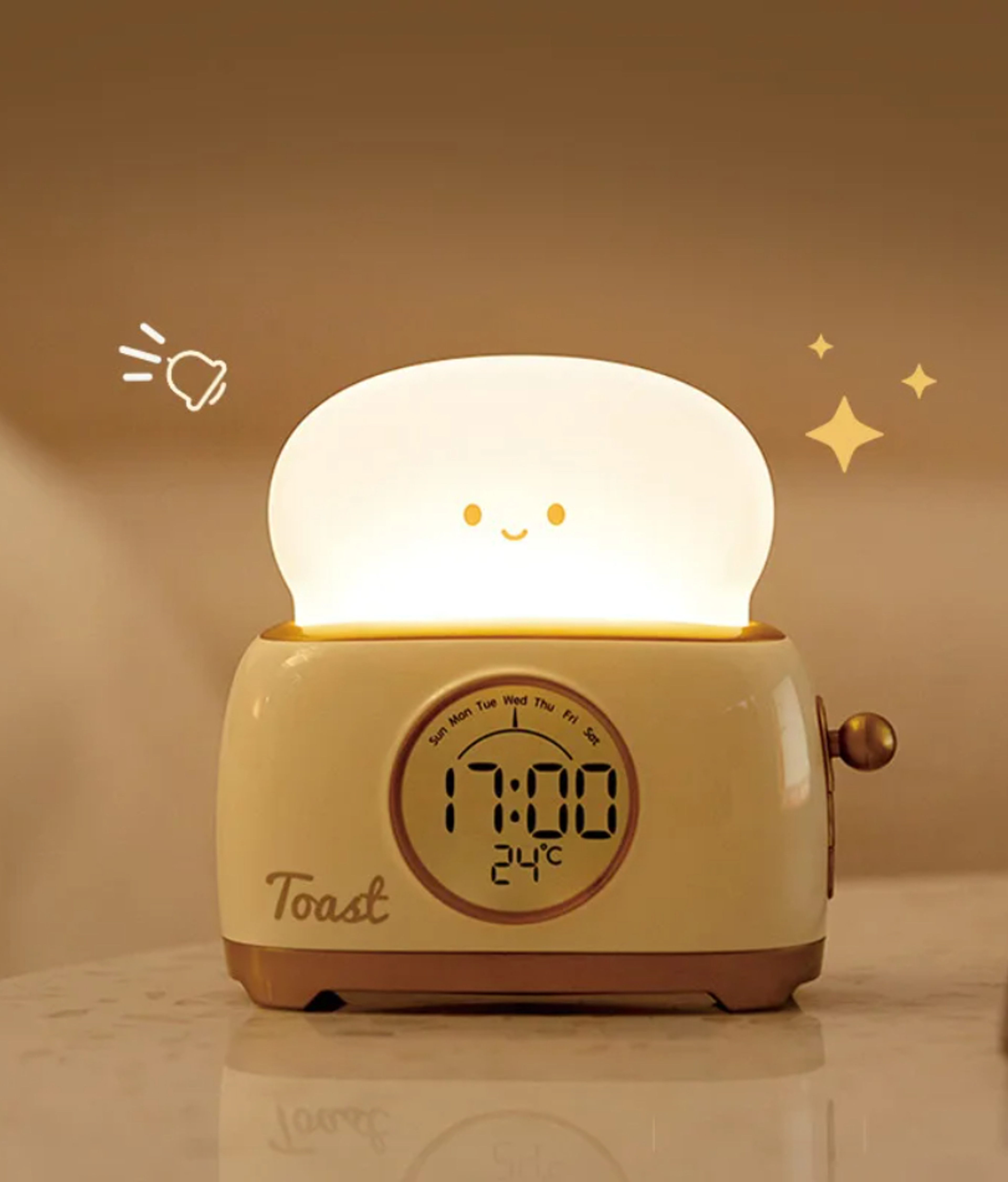 cute kids alarm clock with led night light, sleep trainer & temperature display