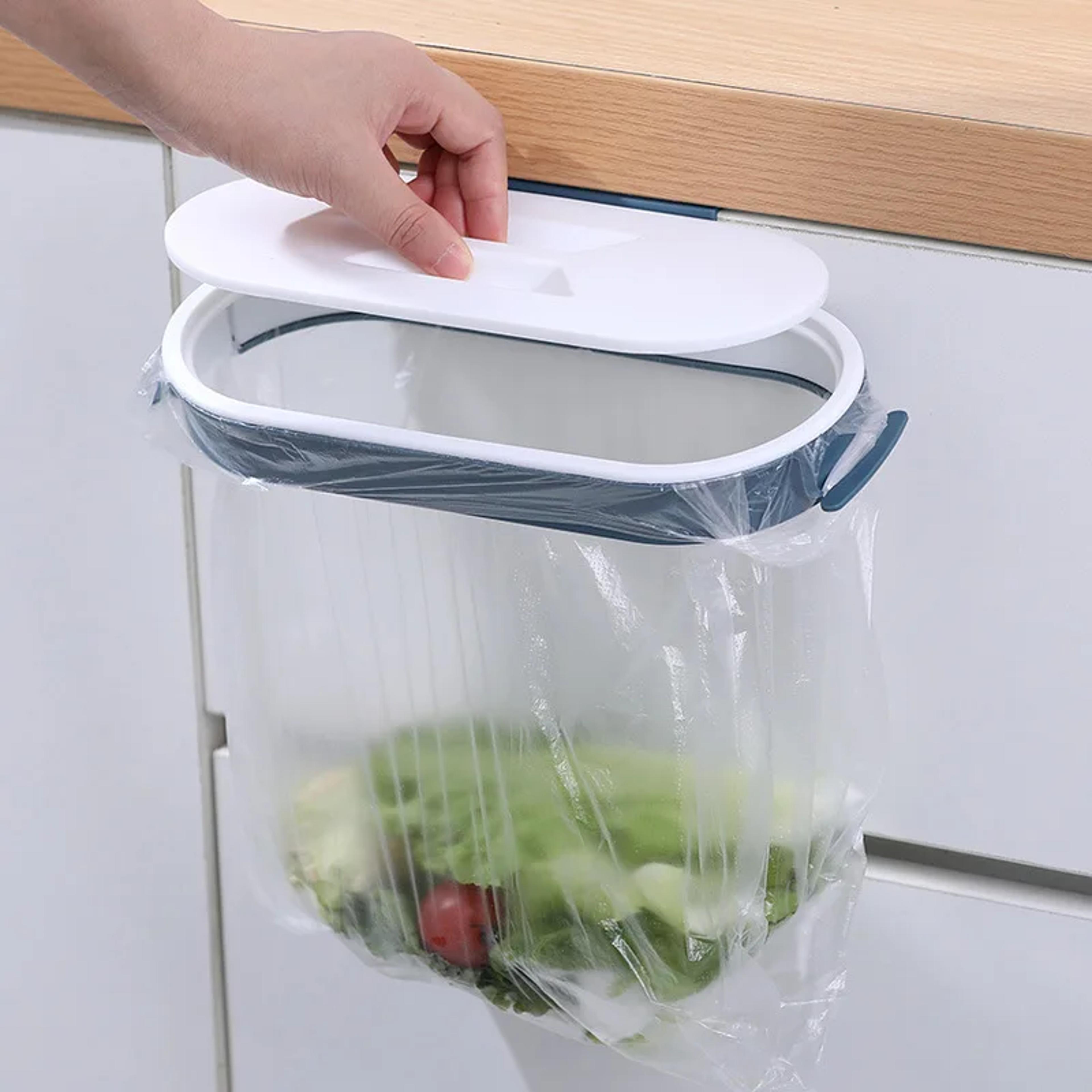 wall mounted trash bag holder for cabinet door | no drill kitchen garbage bag holder rack