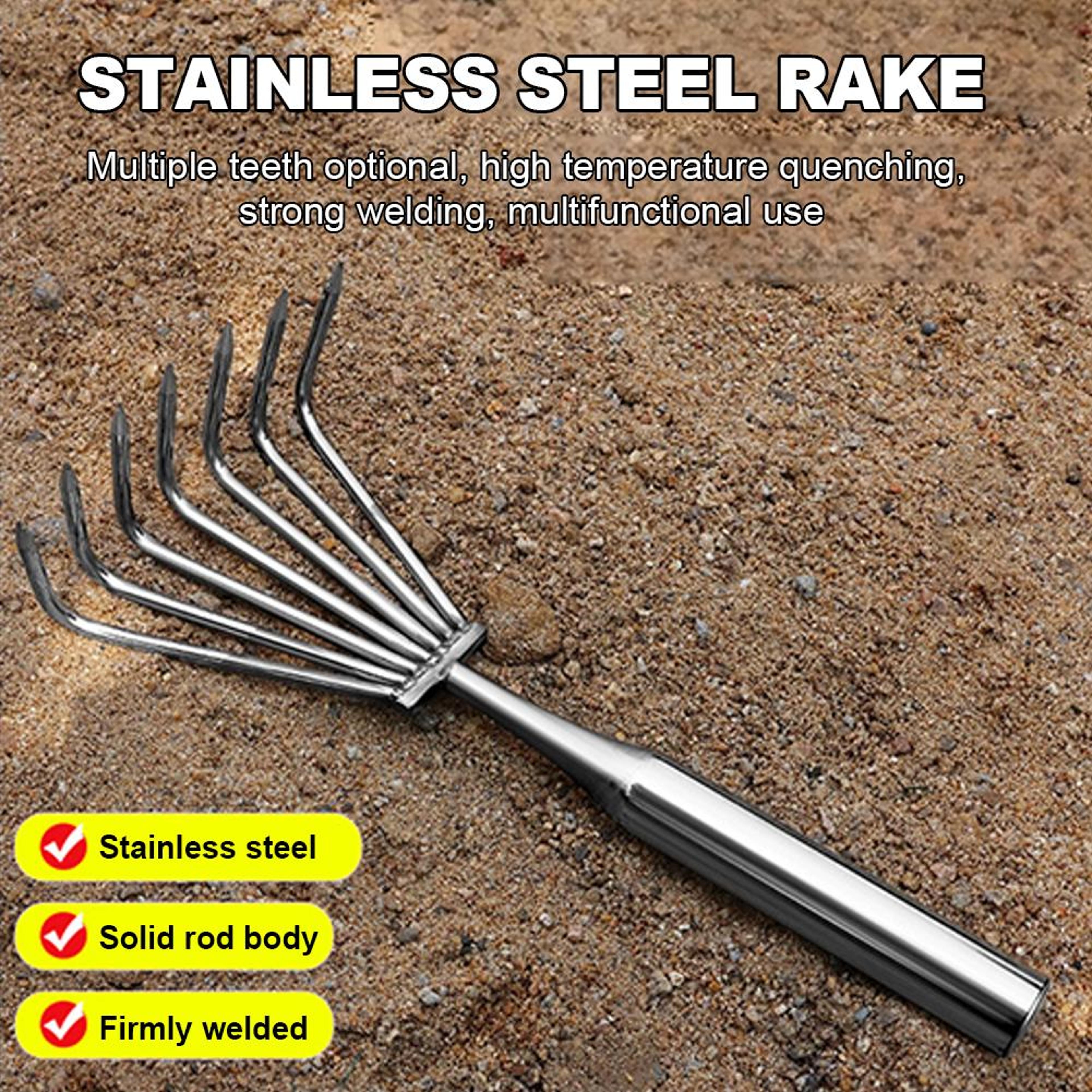 Stainless Steel Hand Rake Garden Cultivator For Soil Loosening 5