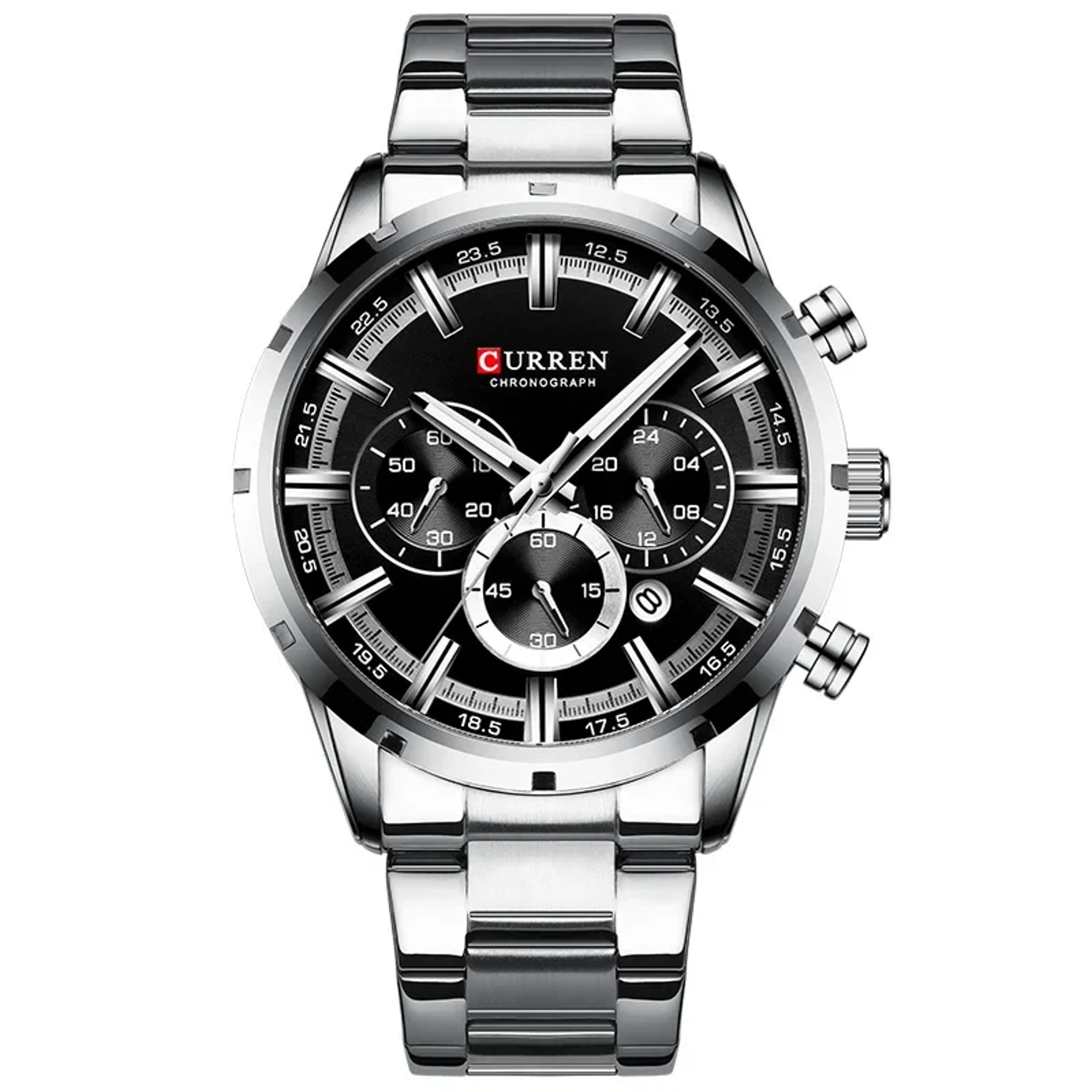 Multifunction Waterproof Watch Stainless Steel Business Calendar Wristwatch 13