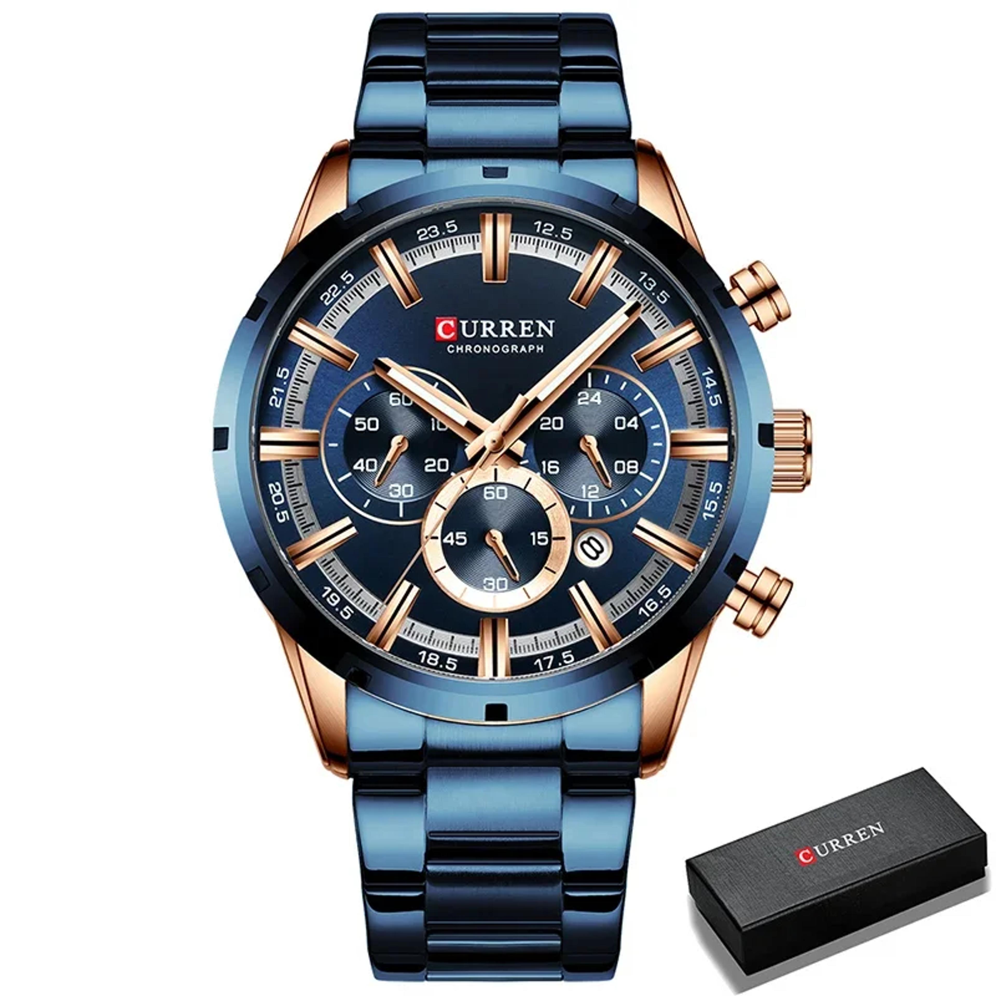 Multifunction Waterproof Watch Stainless Steel Business Calendar Wristwatch 11