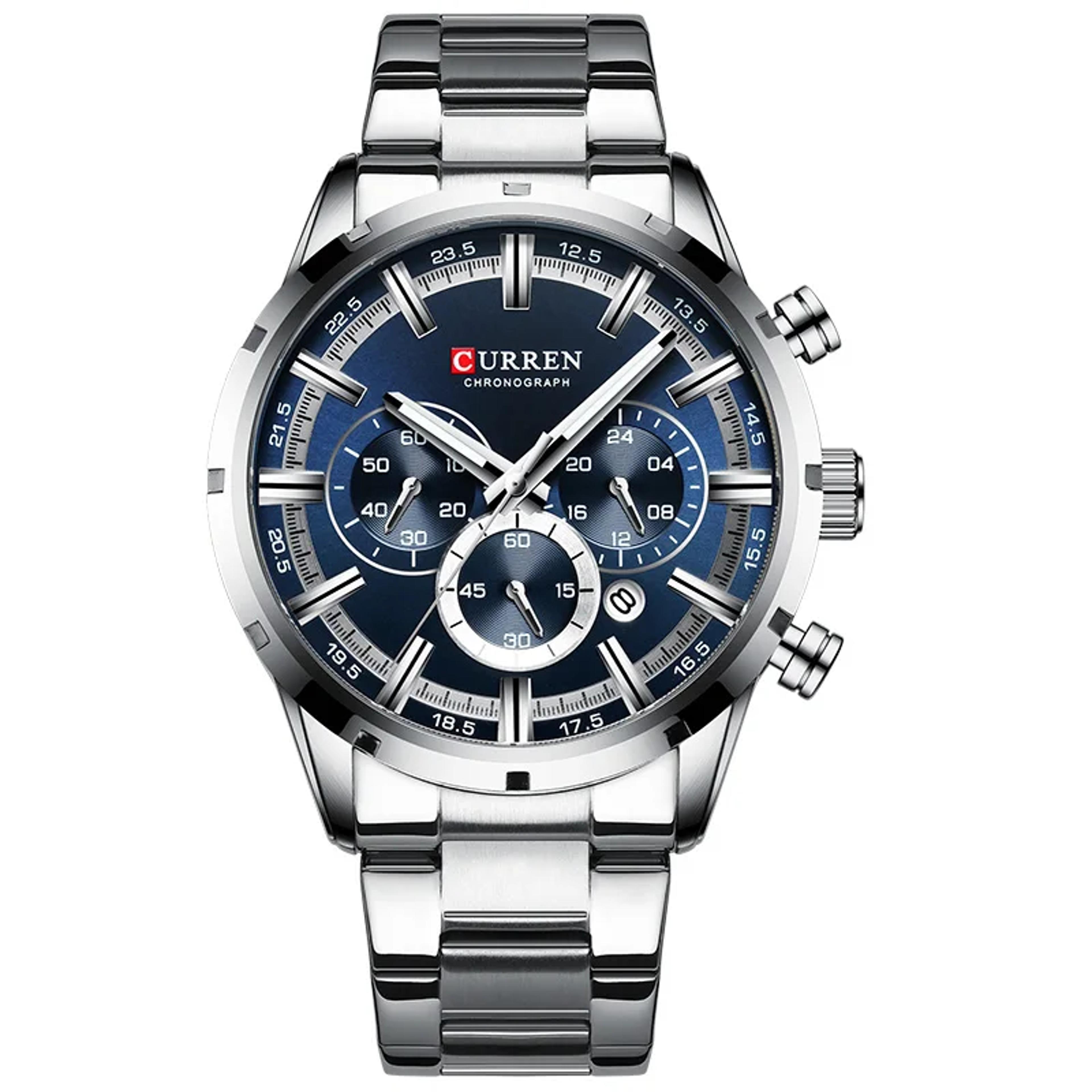 Multifunction Waterproof Watch Stainless Steel Business Calendar Wristwatch 14