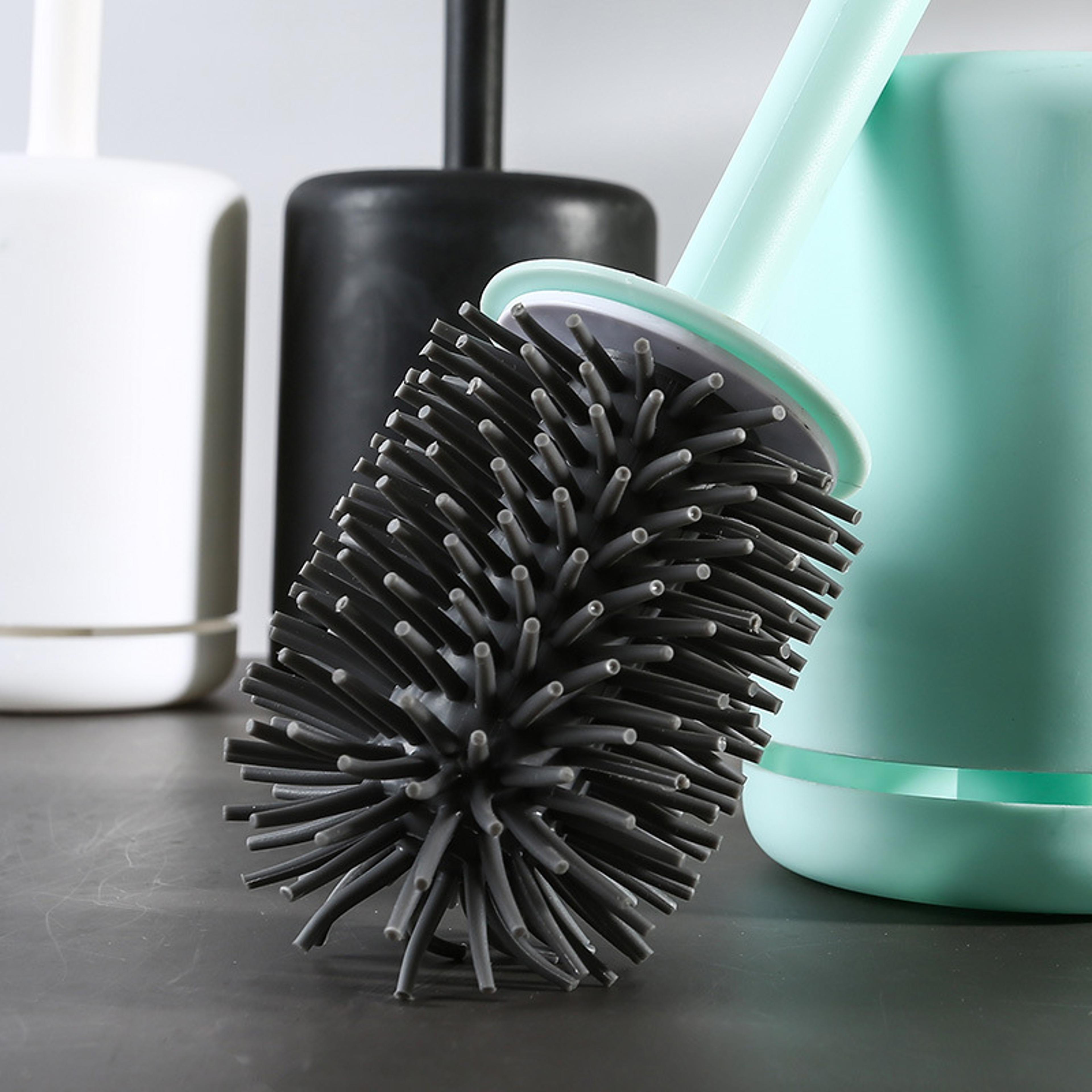Quick Dry Silicone Toilet Brush With Wall Mount Holder 3