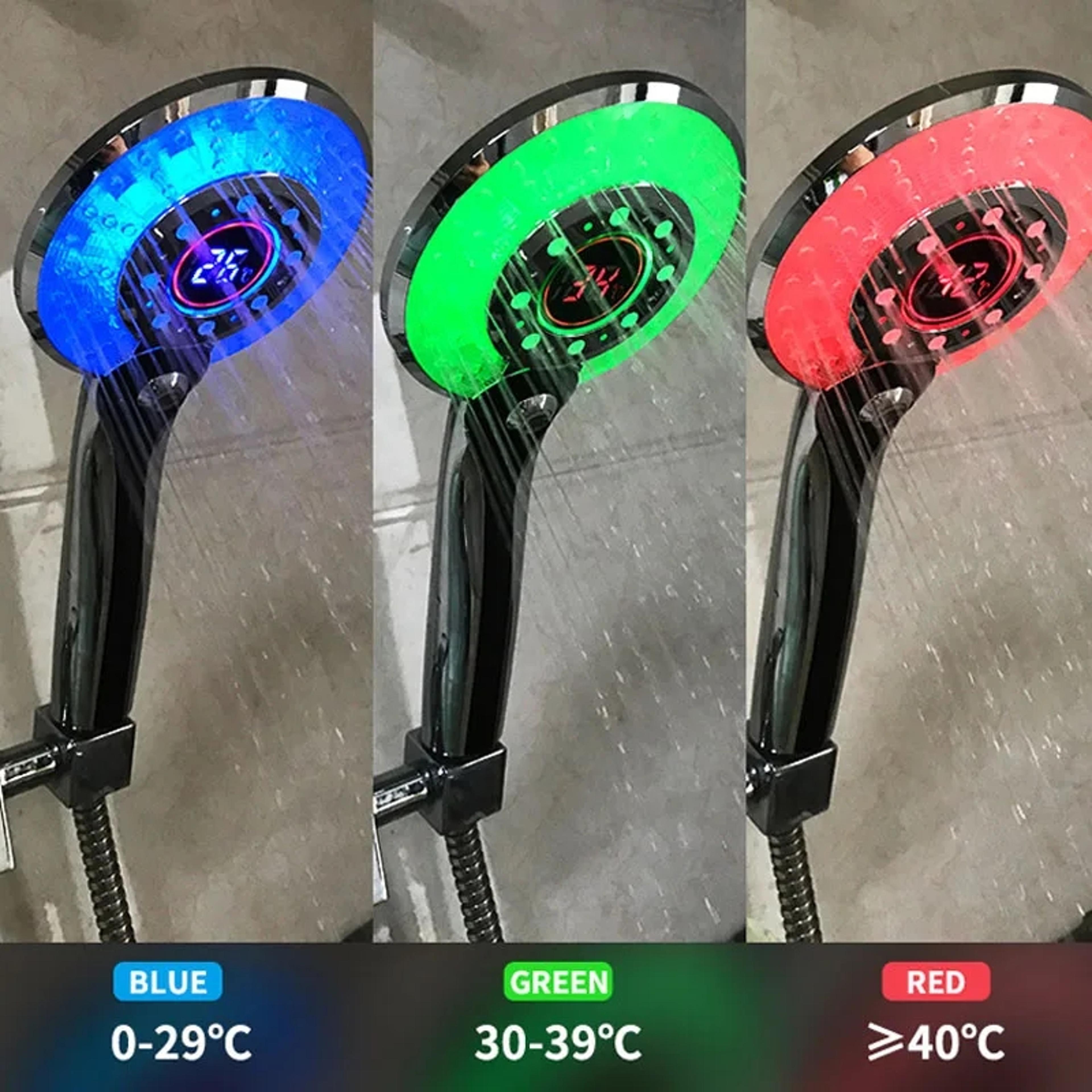 LED Shower Head Digital Temperature Display Mode Water Saving Shower Sprayer 1