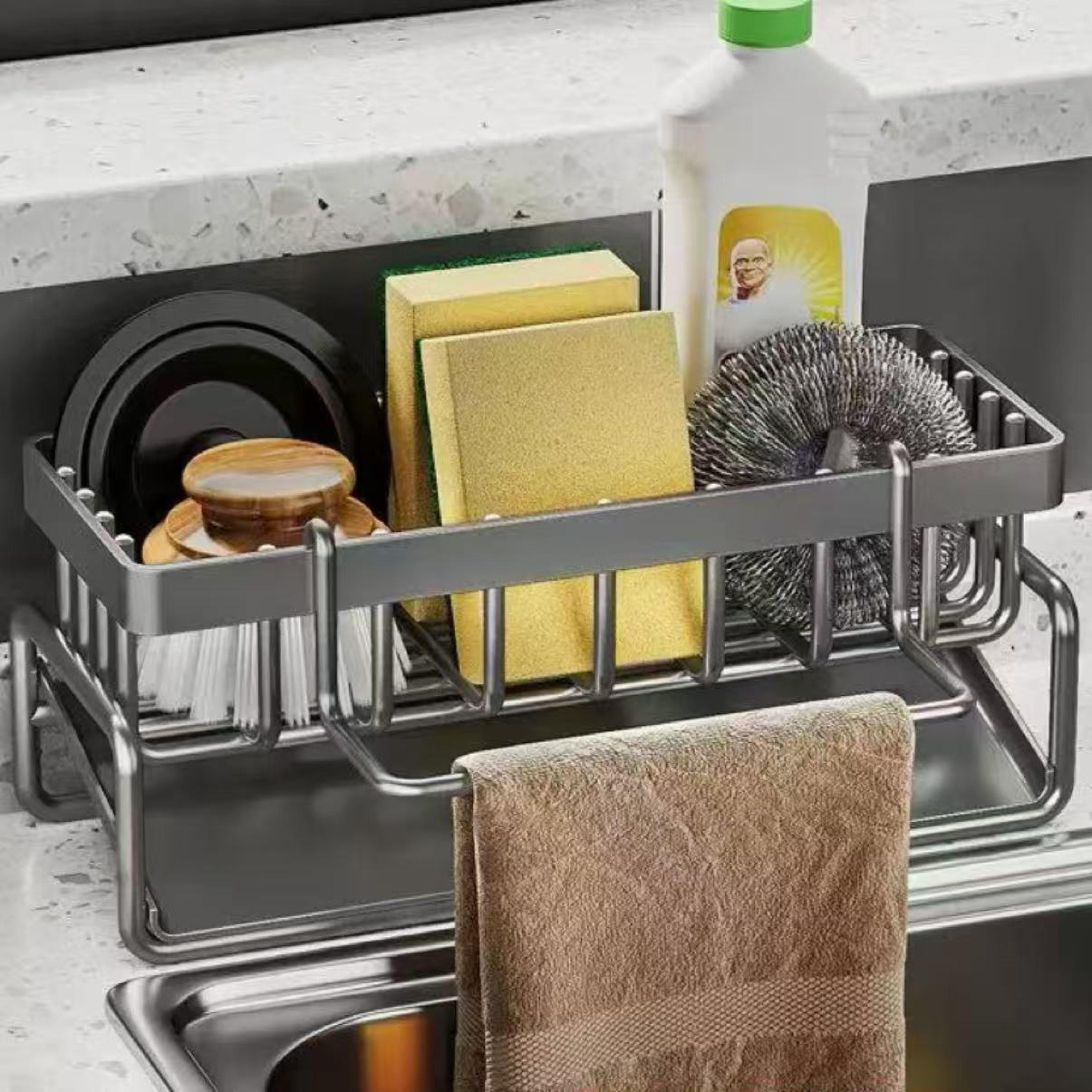 abs kitchen sink drain rack sponge holder soap drainer and towel organizer