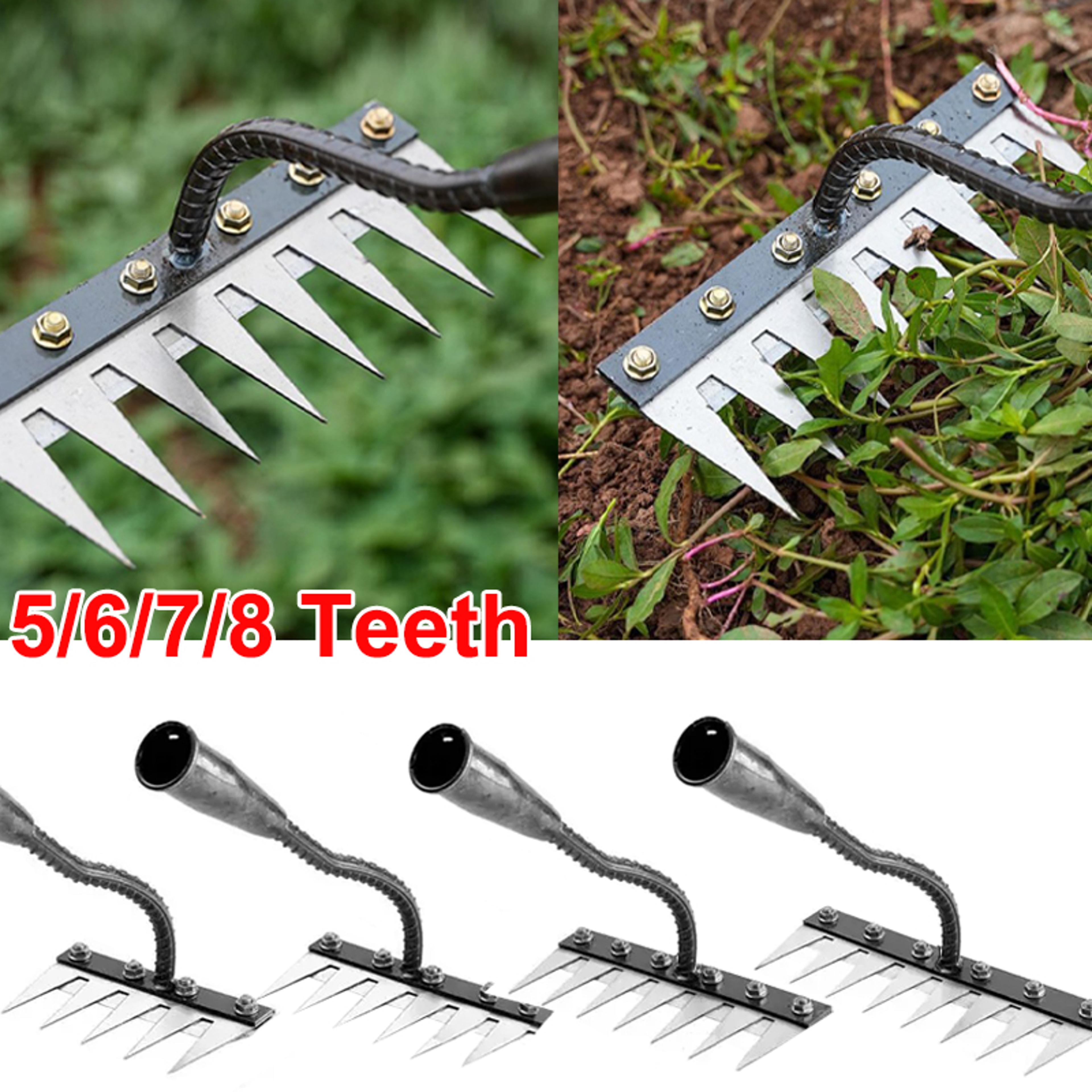 carbon steel garden rake with 5 6 7 or 8 teeth for weeding and soil loosening