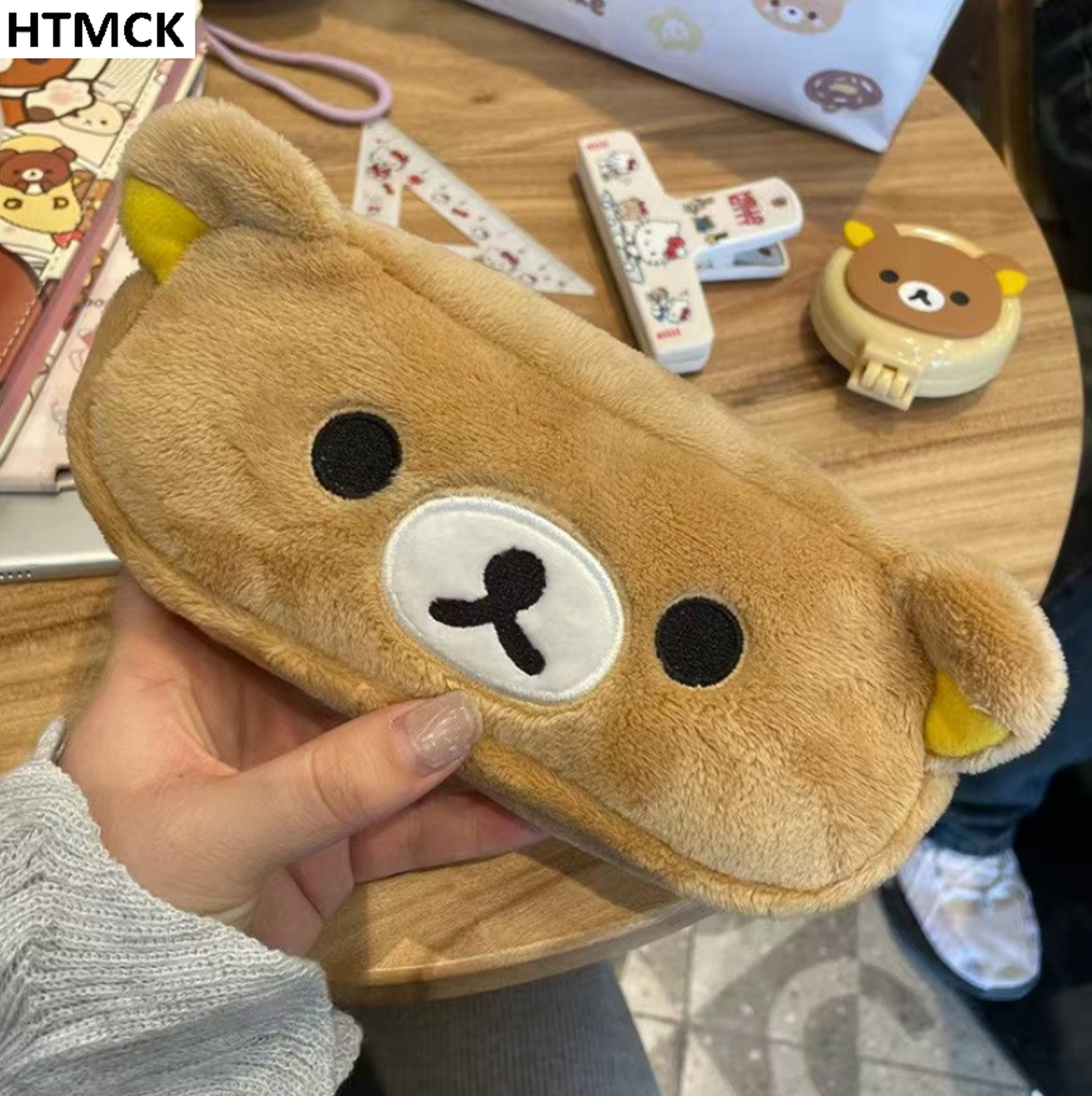 cute cartoon bear fabric pencil bag for school and office supplies