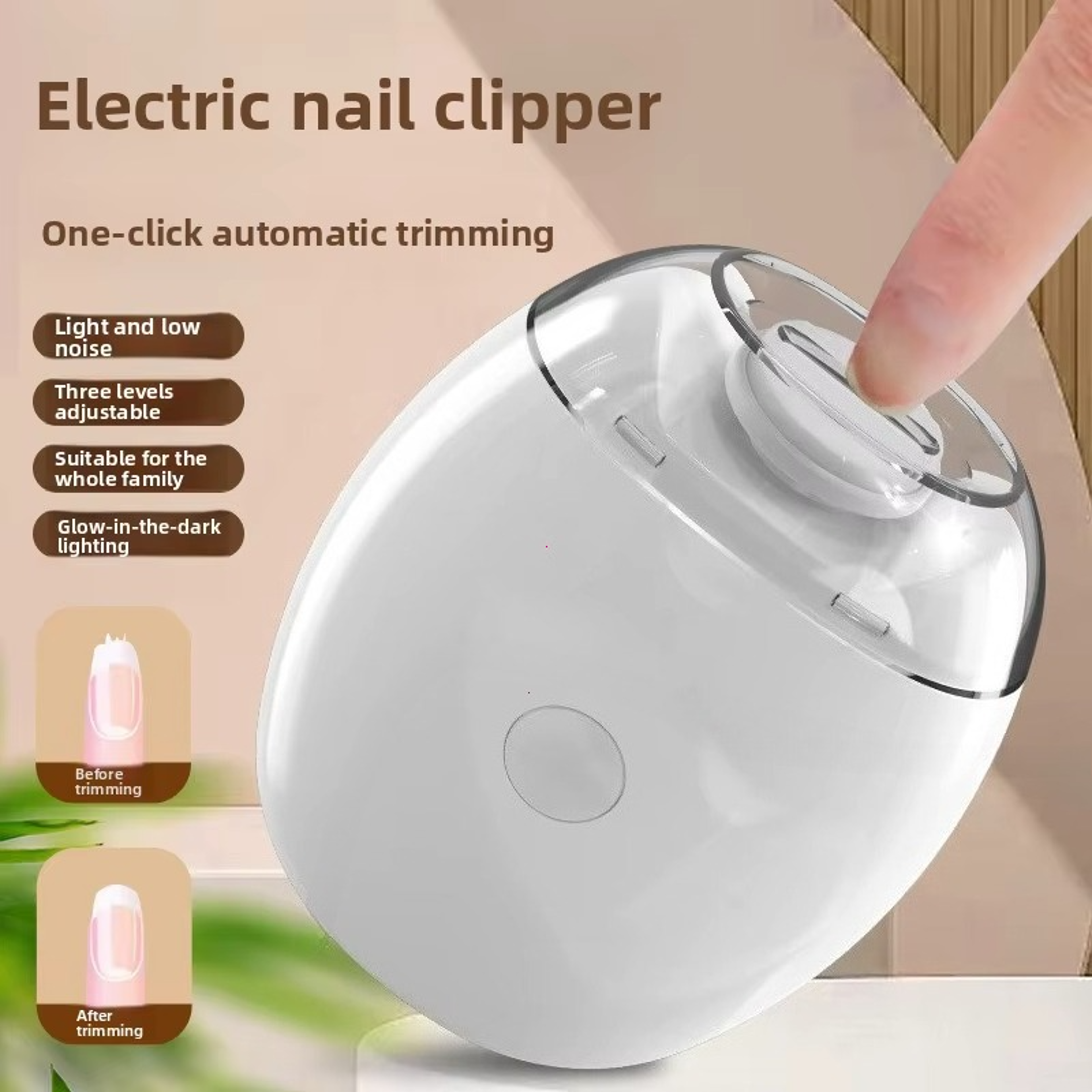 rechargeable electric nail trimmer with led light and grinding head