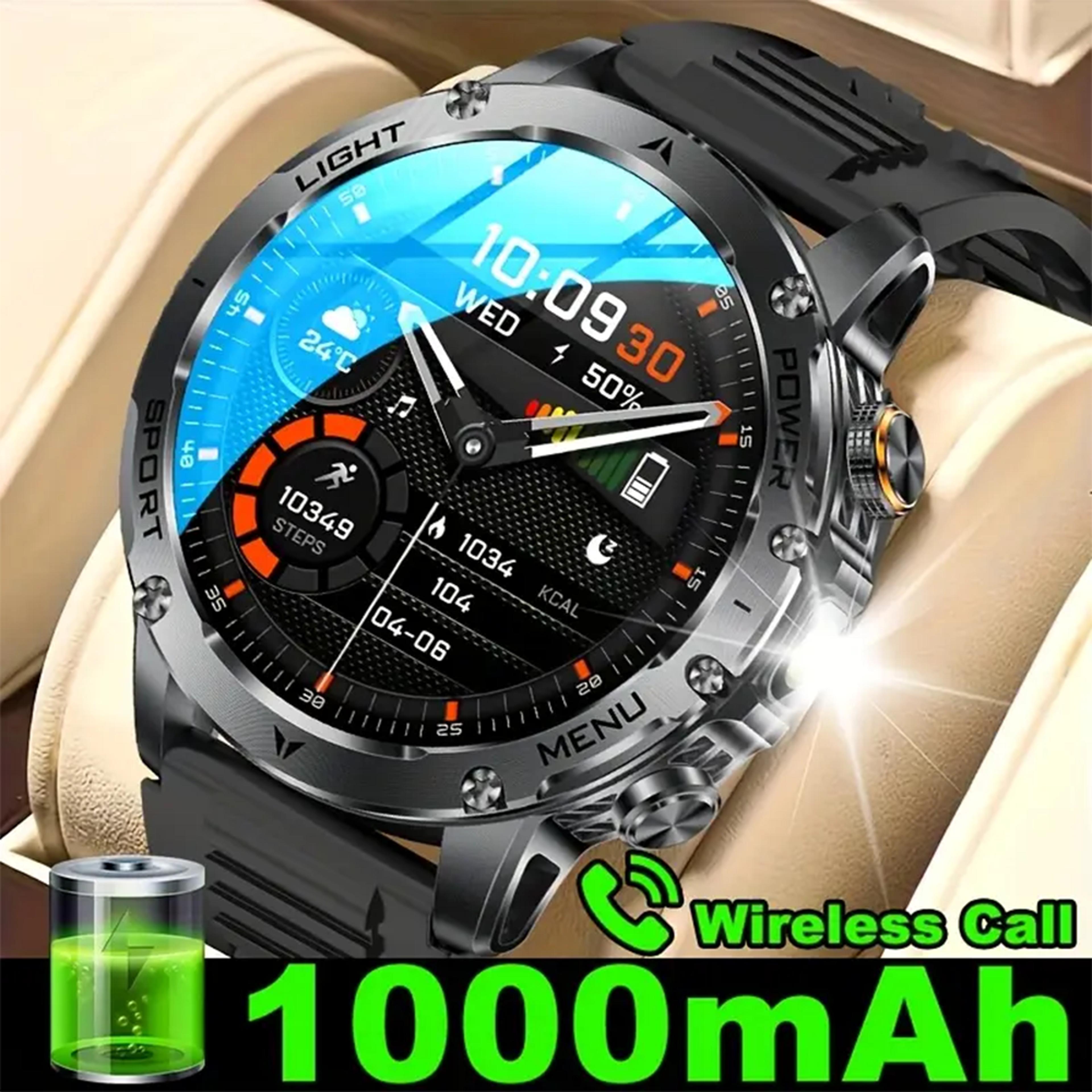 men's bluetooth calling smartwatch with 1.8-inch touchscreen and fitness tracking