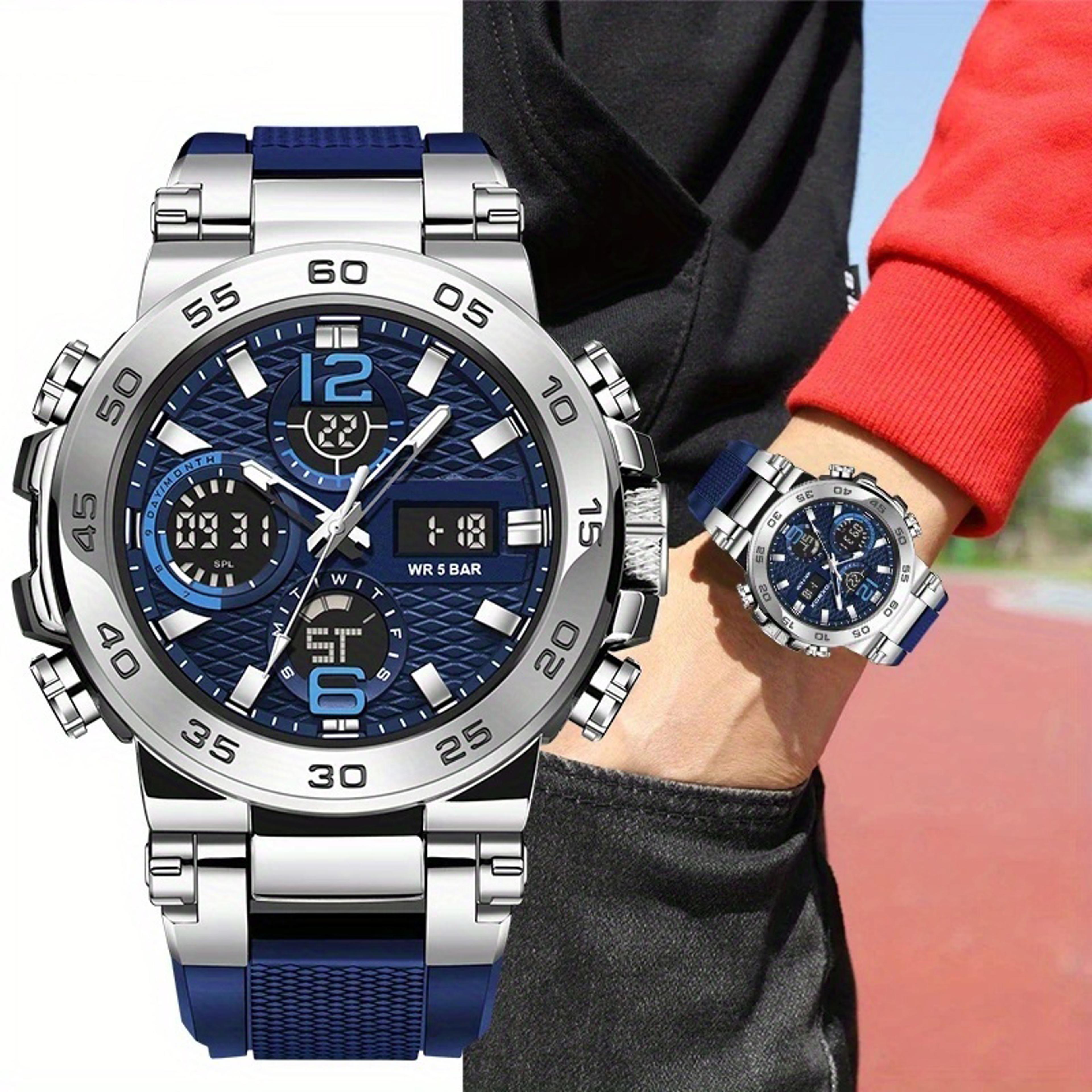 men's analog digital sports watch with alarm and calendar