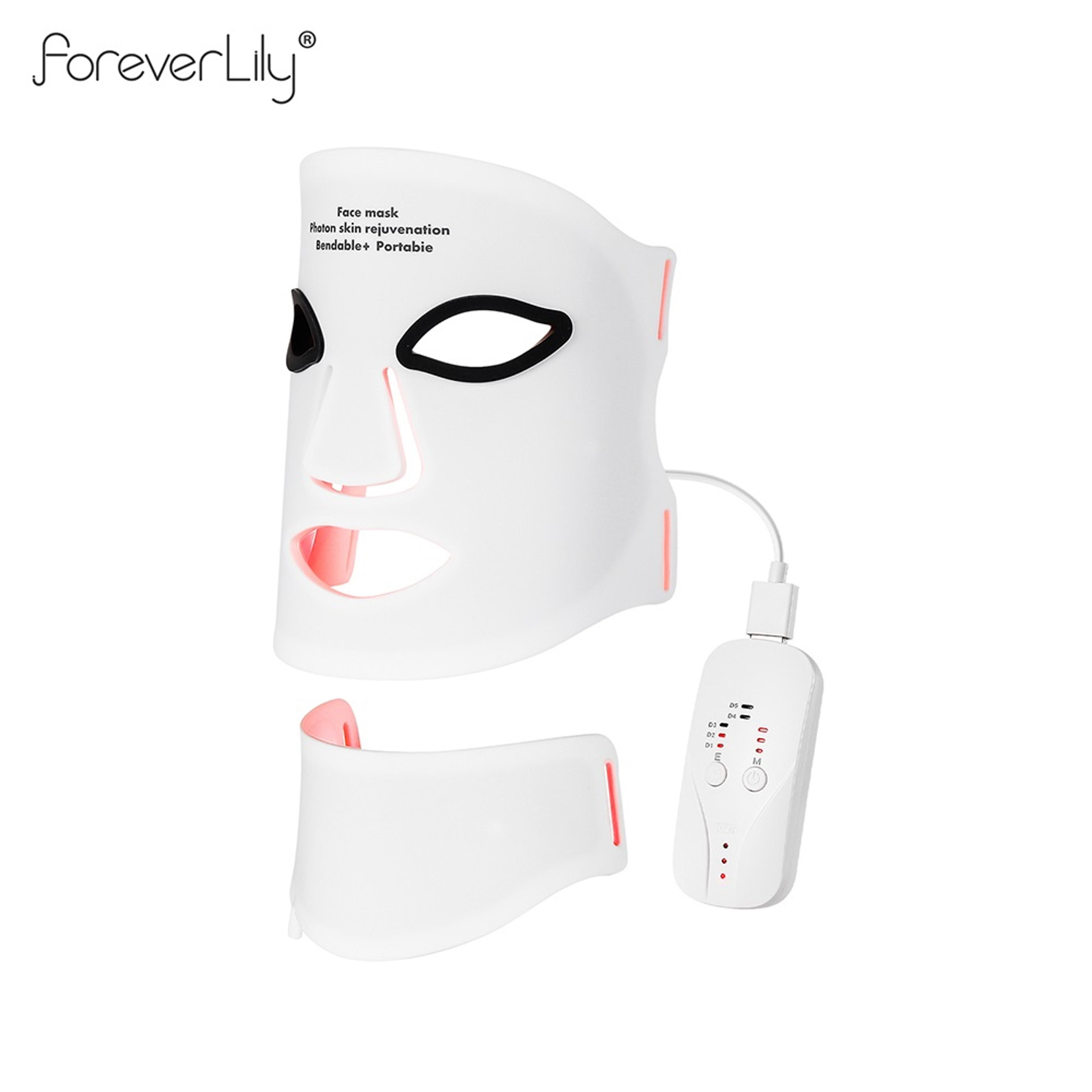 color led face and neck mask with red light and usb power