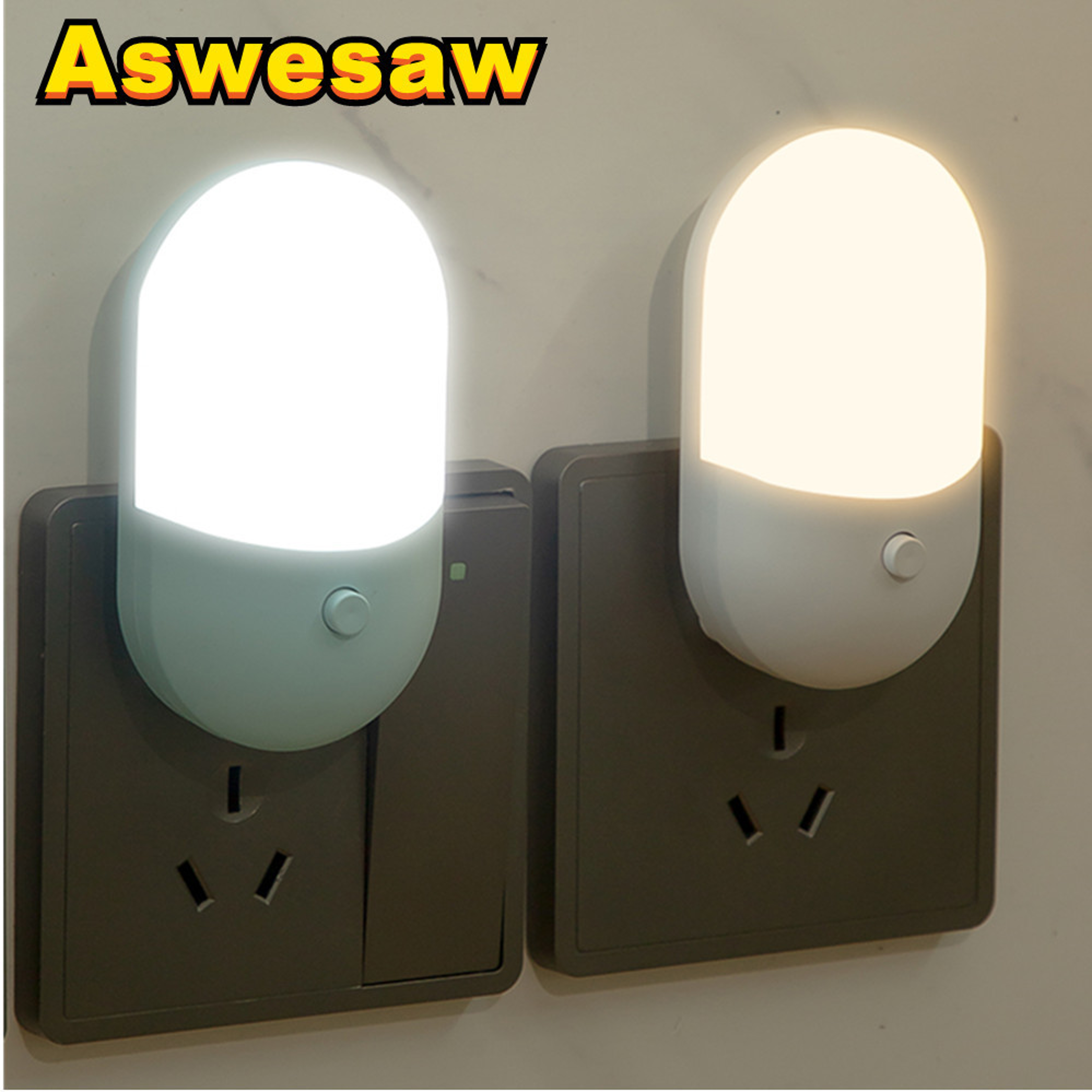 led night light with automatic light sensor and us/eu plug options