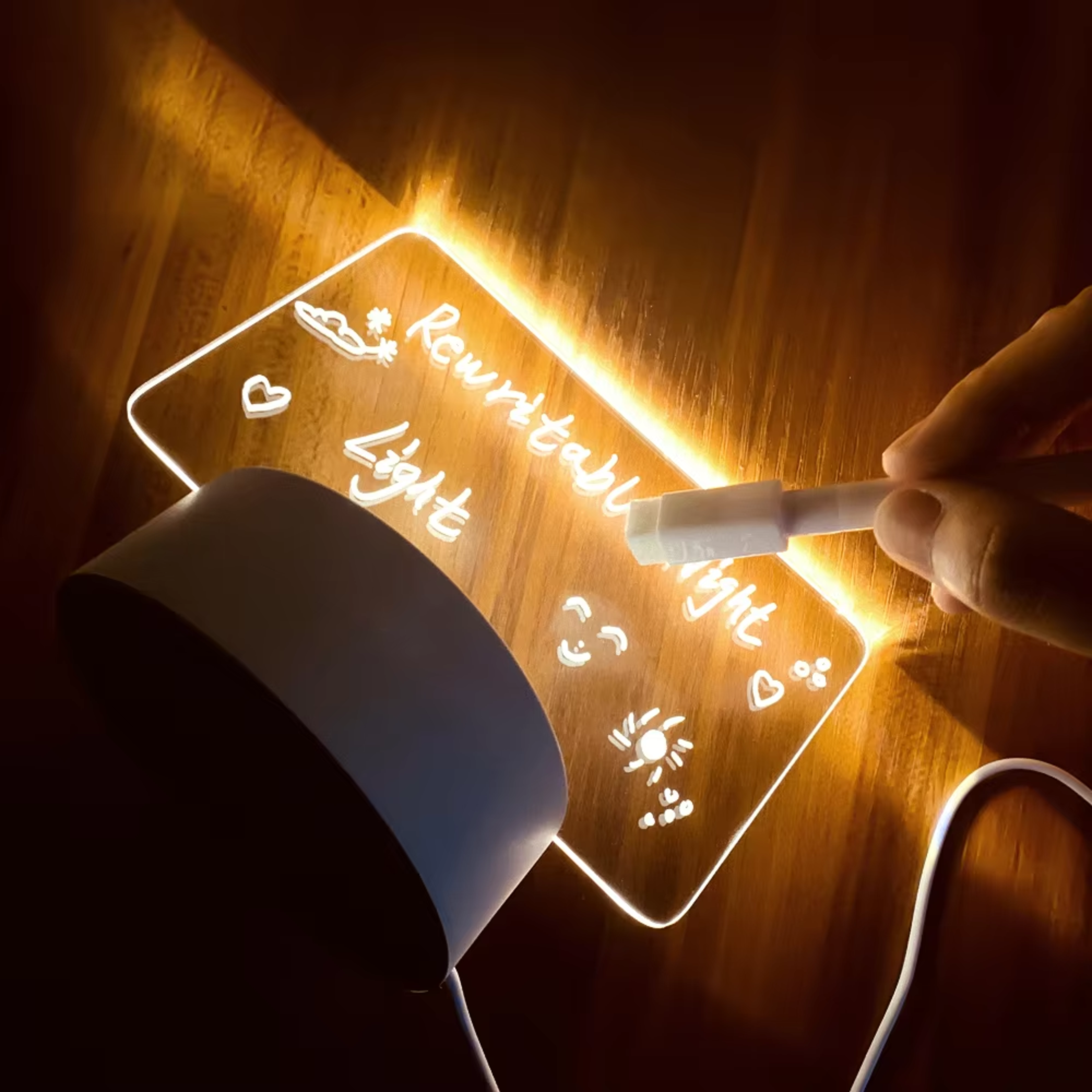 led message board night light with usb power and writing pen