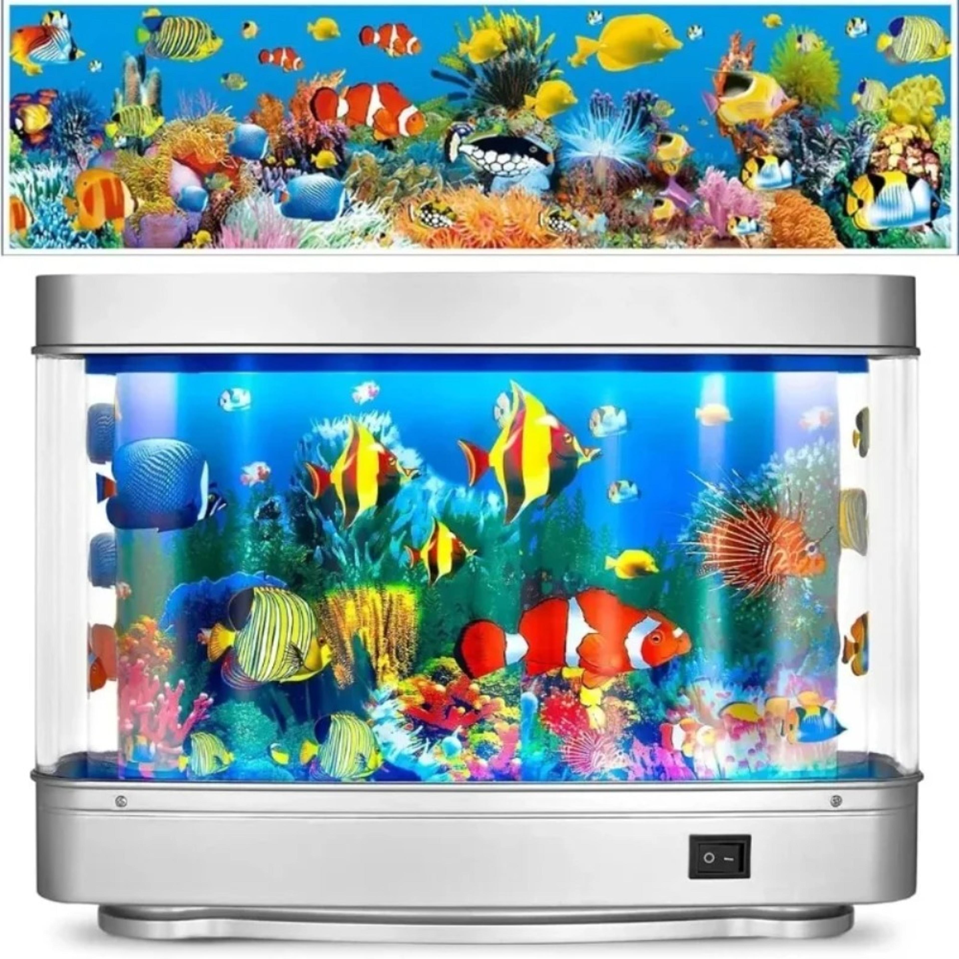 virtual fish tank night light with artificial tropical fish ocean aquarium decor