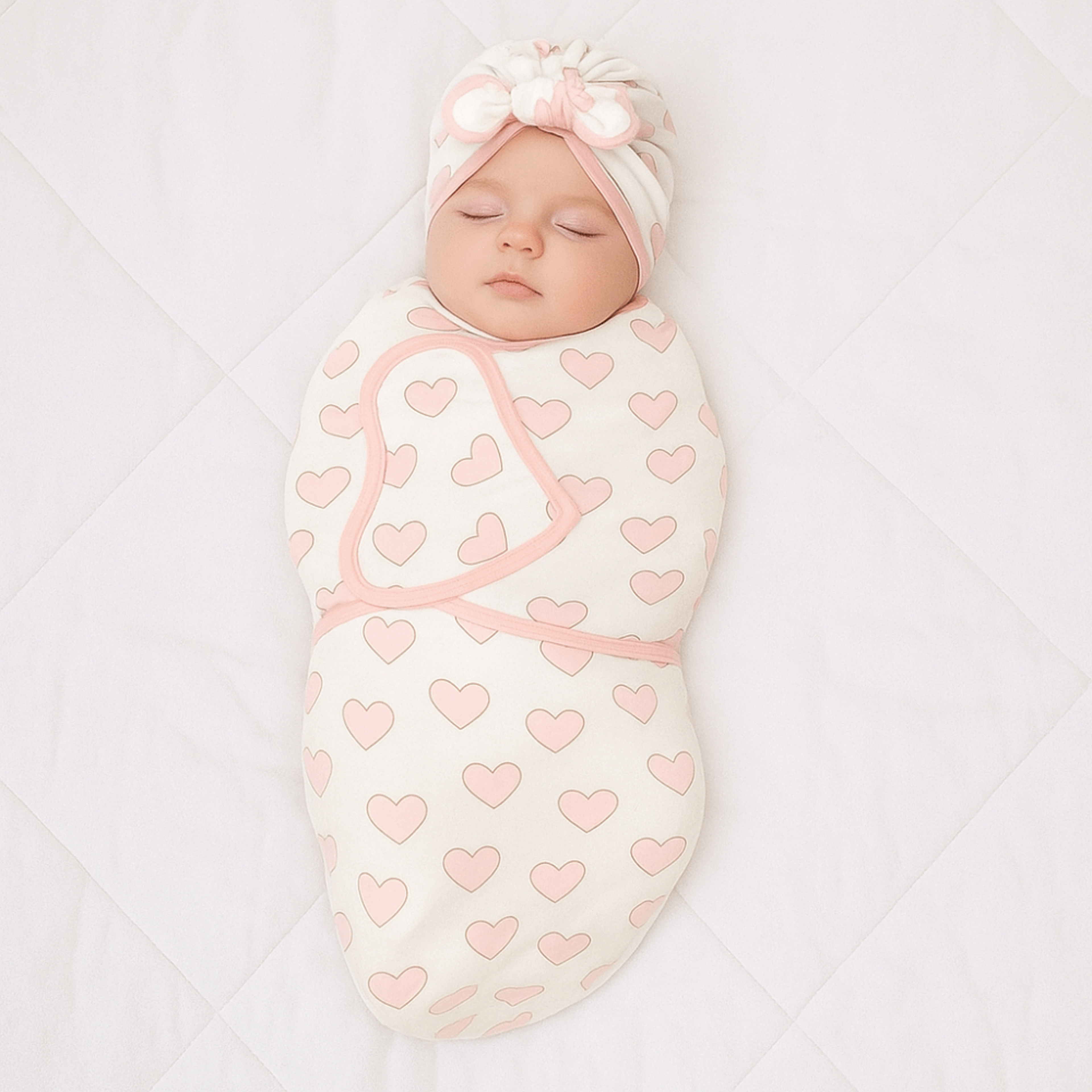 cotton newborn swaddle blanket with bowknot hat floral photography set