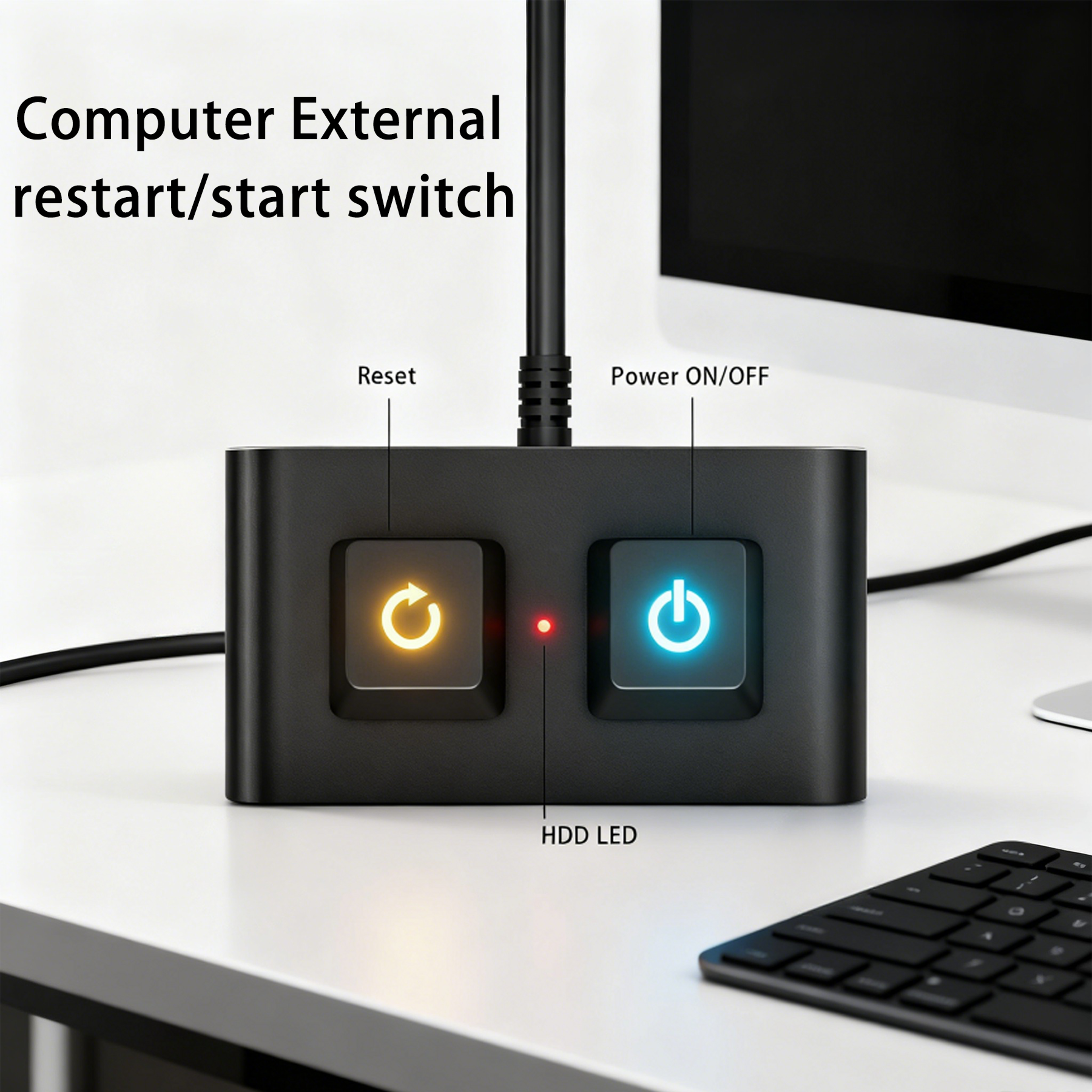 desktop computer external power button with aluminum shell